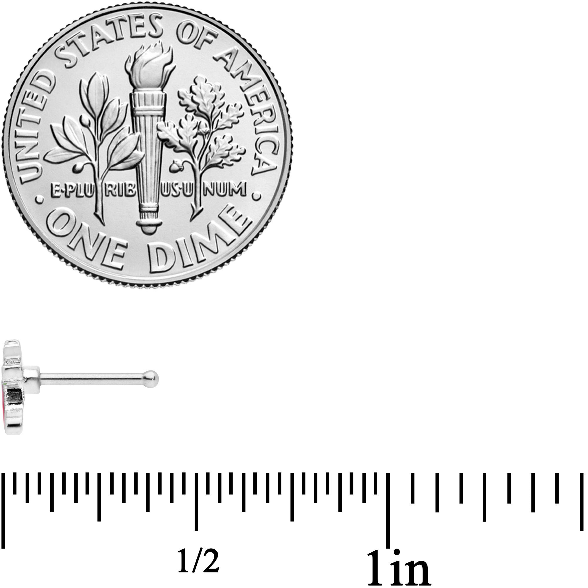 20G 7mm Red White Christmas Stocking Nose Bone