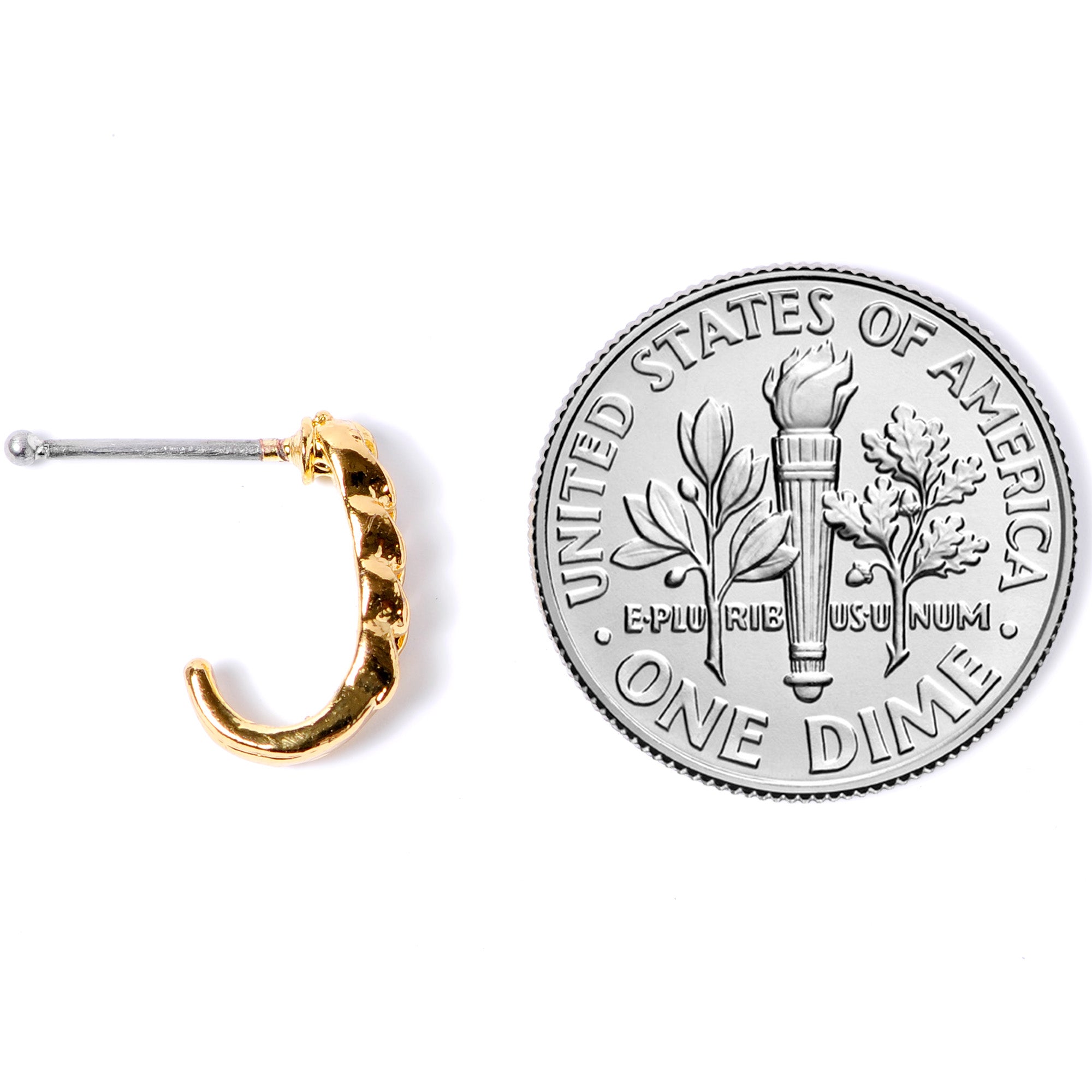 20G 3/8 Gold Tone Chain Link Faux Hoop Nose Bone