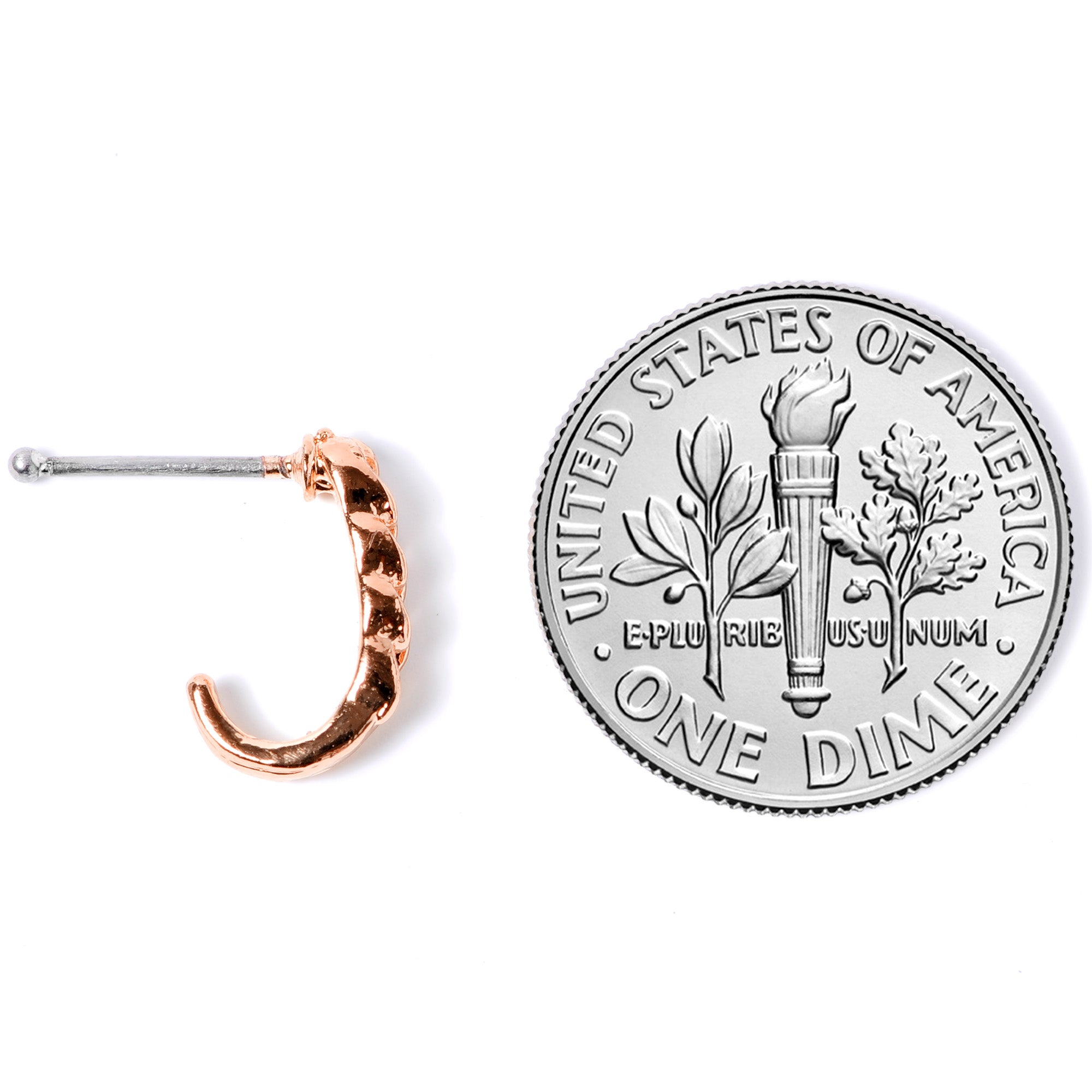 20G 3/8 Rose Gold Tone Chain Link Faux Hoop Nose Bone