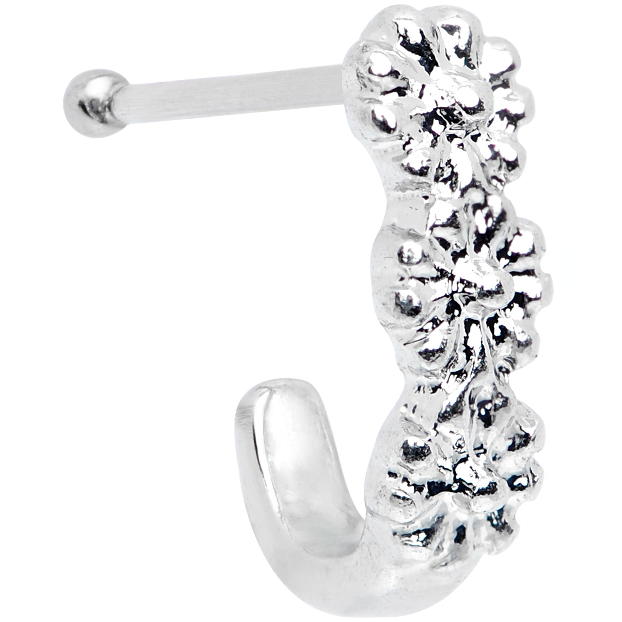 20G 3/8 Steel Daisy Chain Flower Faux Hoop Nose Bone