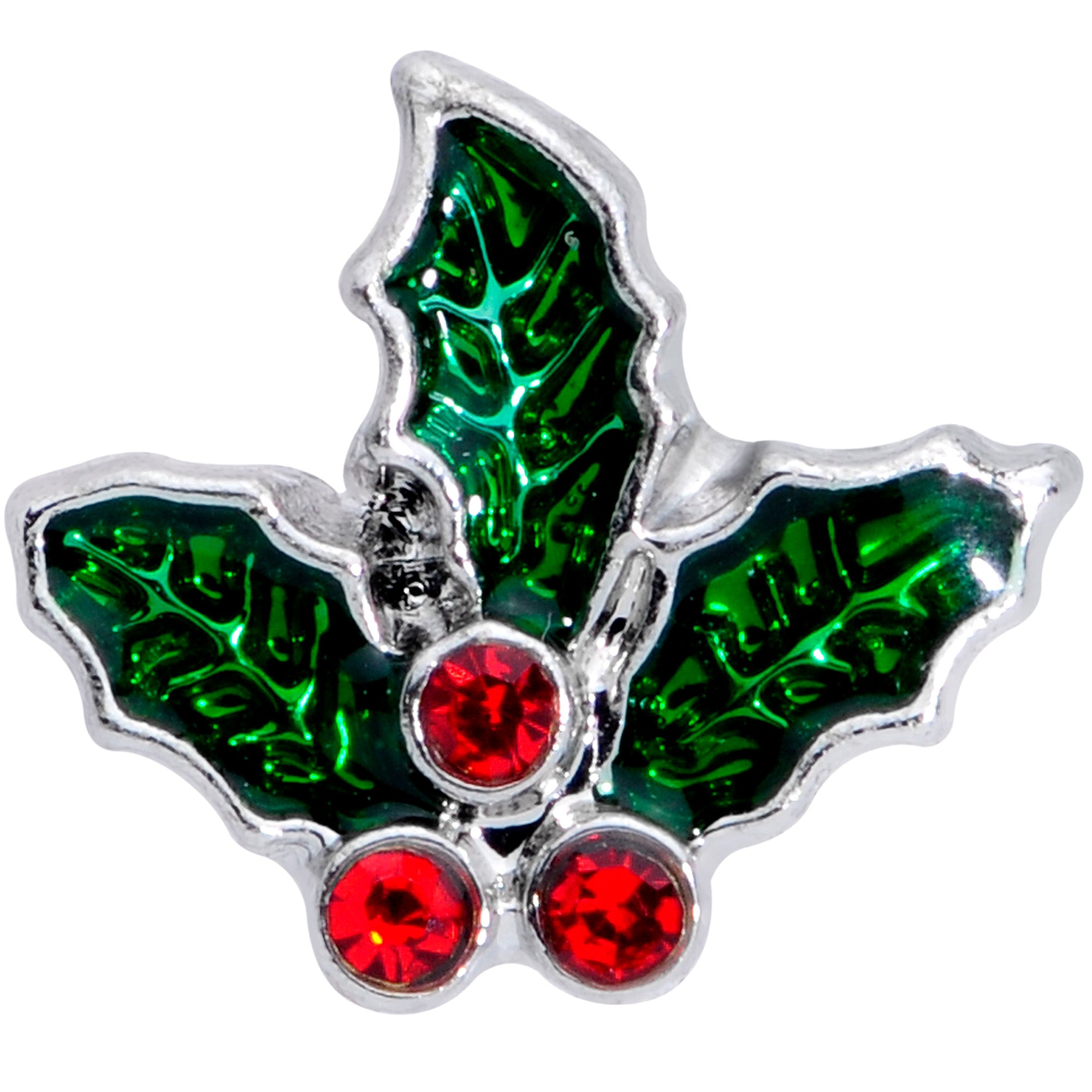 16G 1/4 Red Gem Holly Berry Christmas Cartilage Tragus