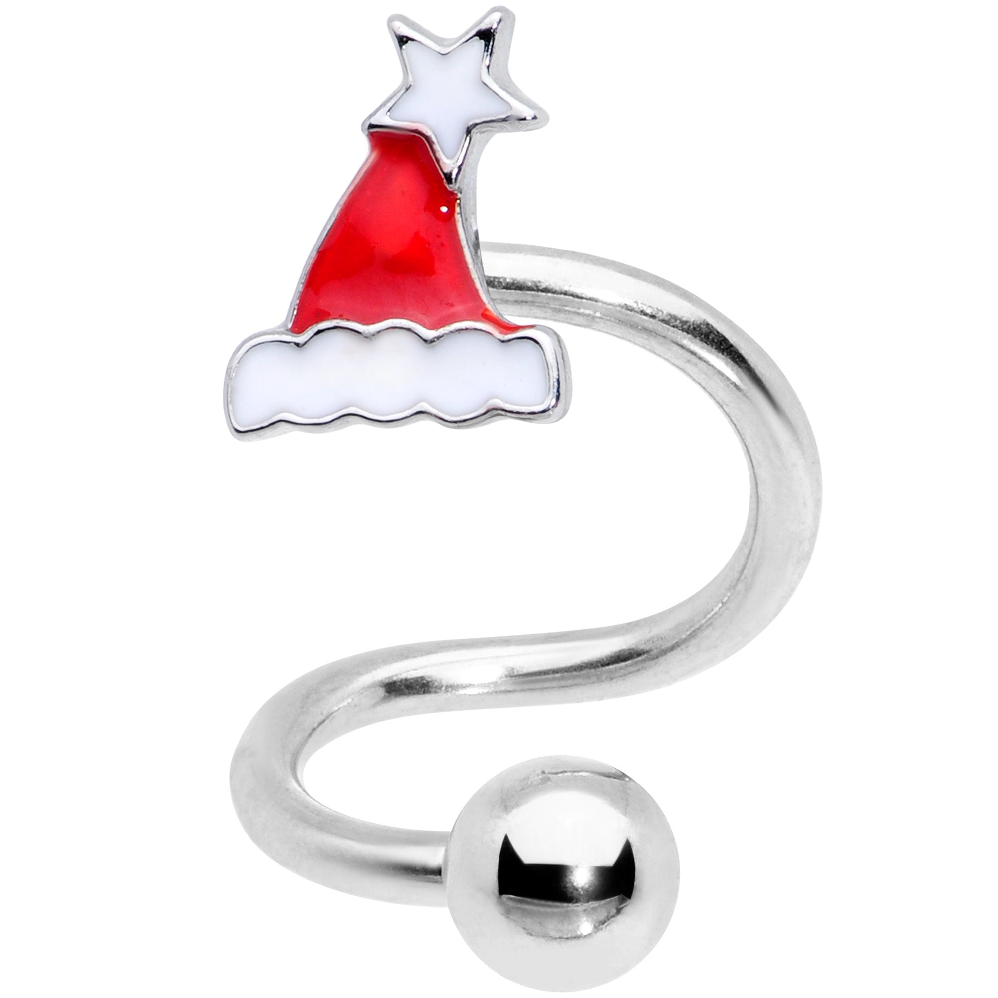 14G 3/8 Santa Hat Christmas Spiral Twister Belly Ring