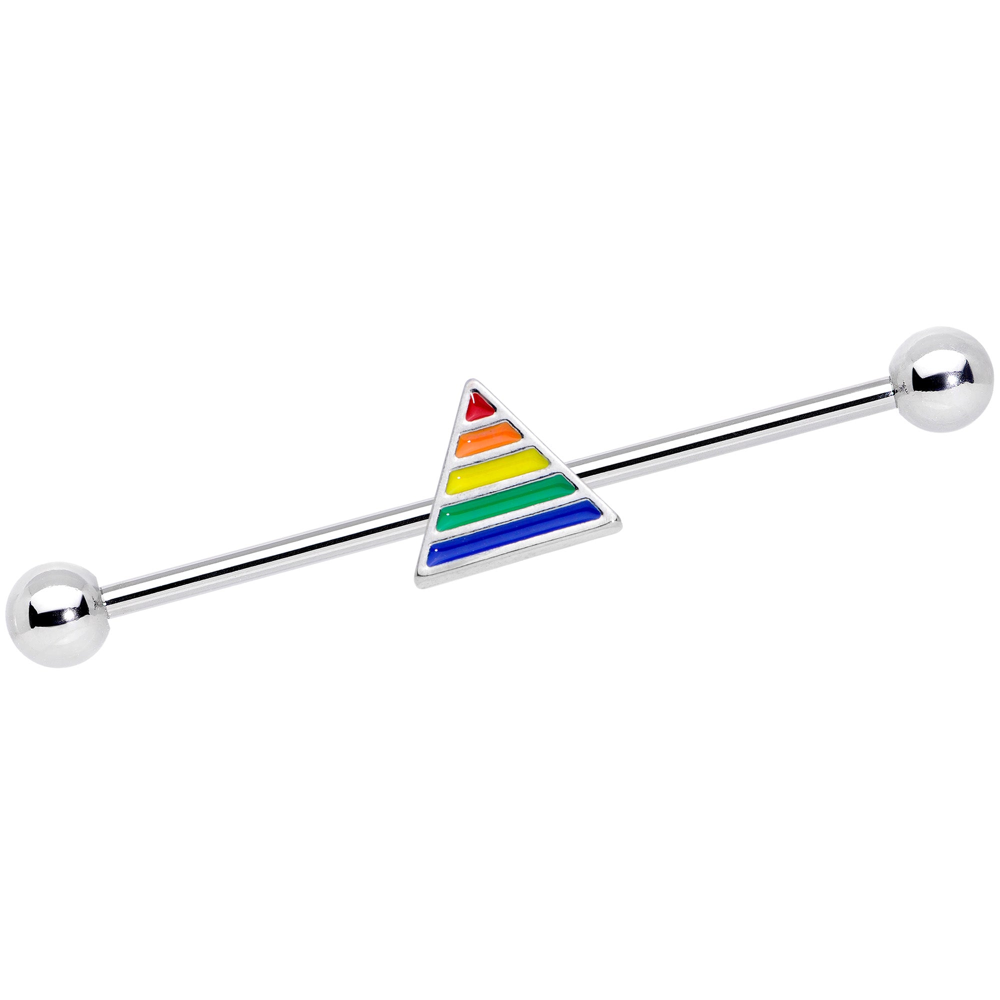 14G Rainbow Pride Triangle Industrial Barbell 38mm