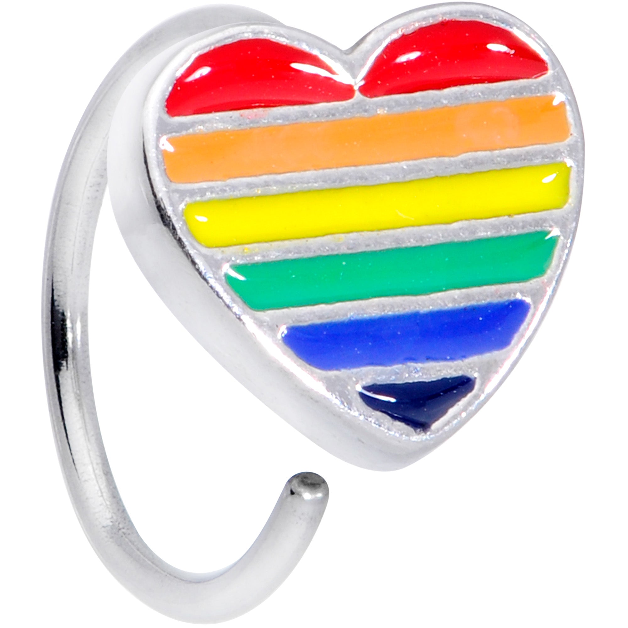 20G 5/16 Rainbow Pride Heart Nose Hoop