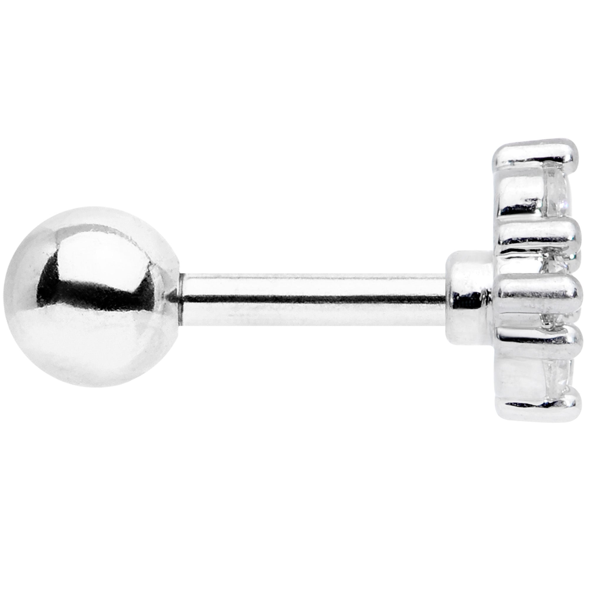 16G 1/4 Clear CZ Gem Curve Cat Cartilage Tragus Earring