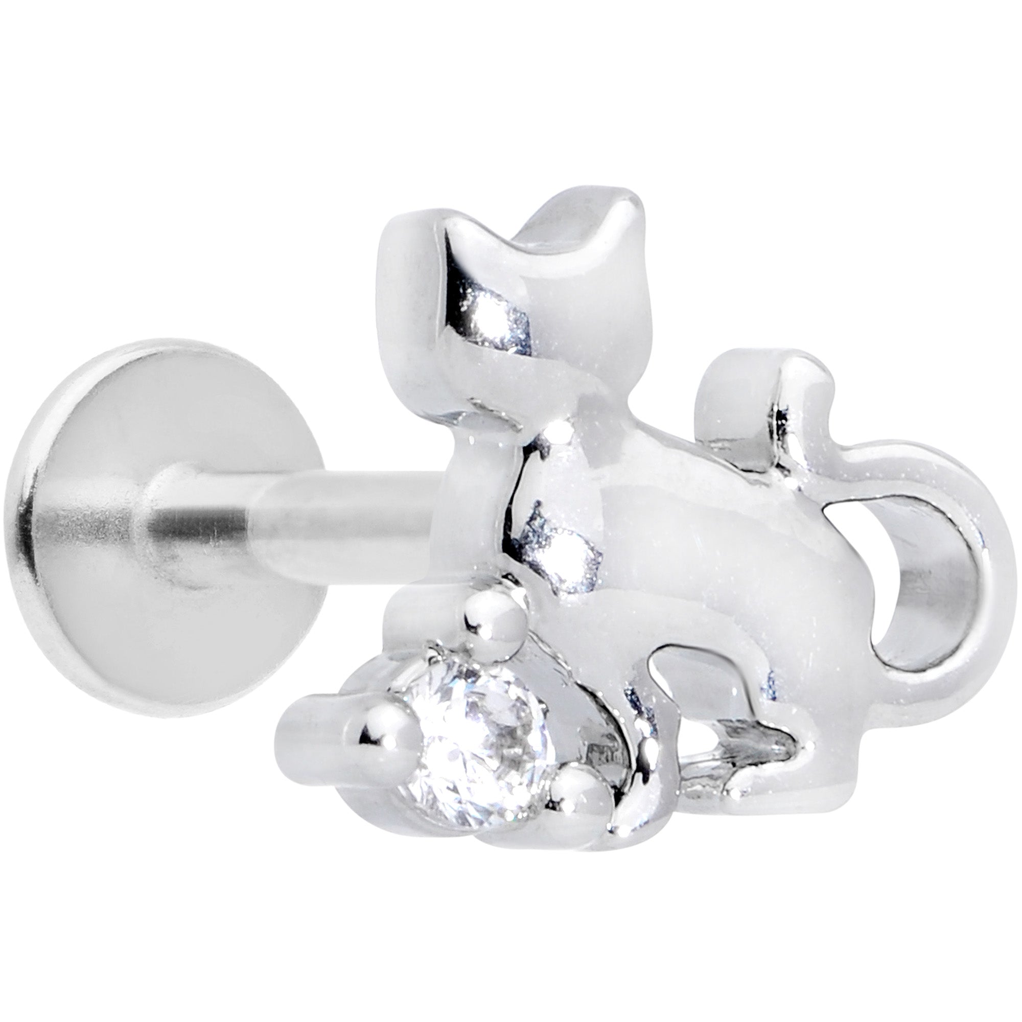 16G 5/16 Clear CZ Gem Elegant Cat Labret Monroe Tragus