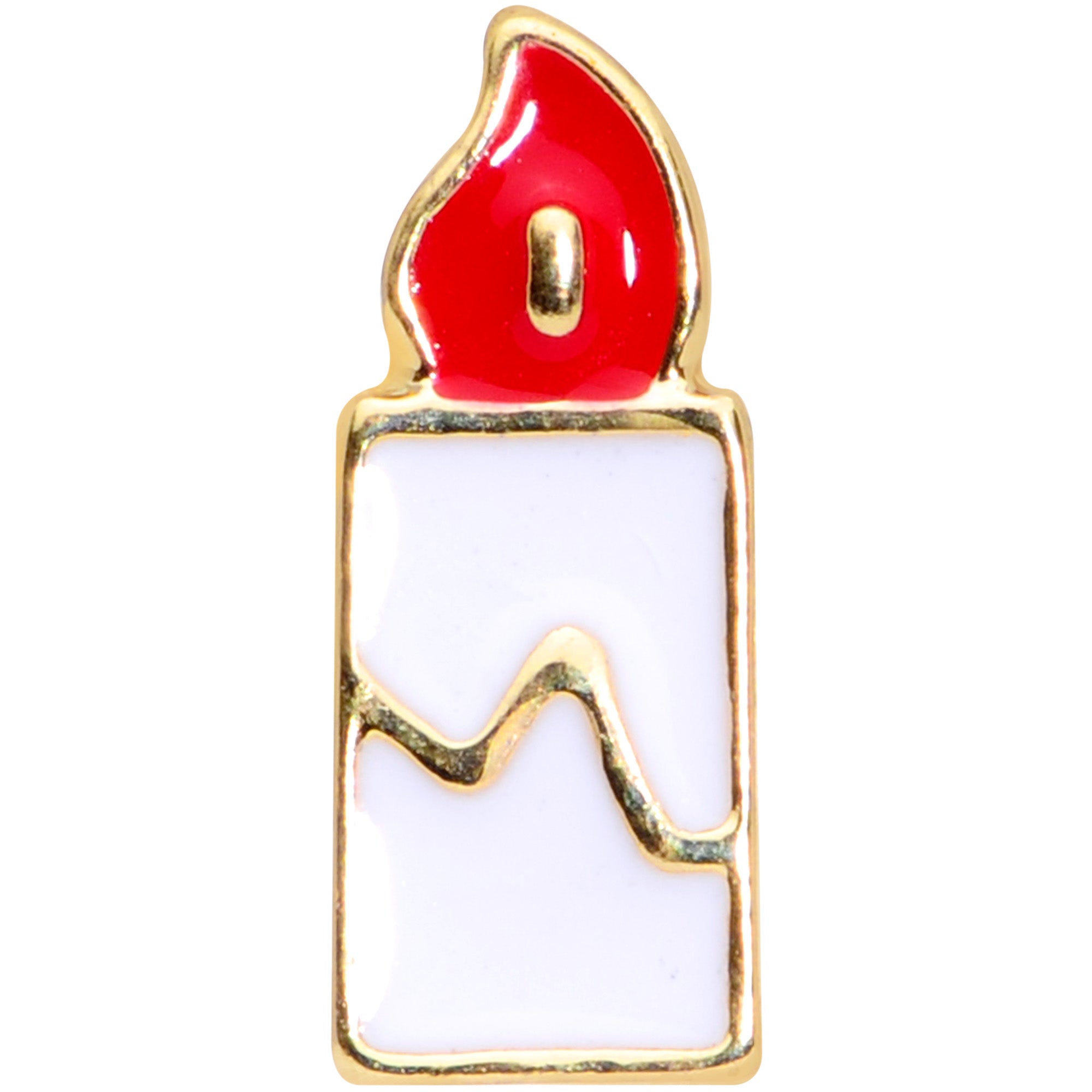 16G 1/4 Gold Tone Holiday Candle Cartilage Tragus Earring