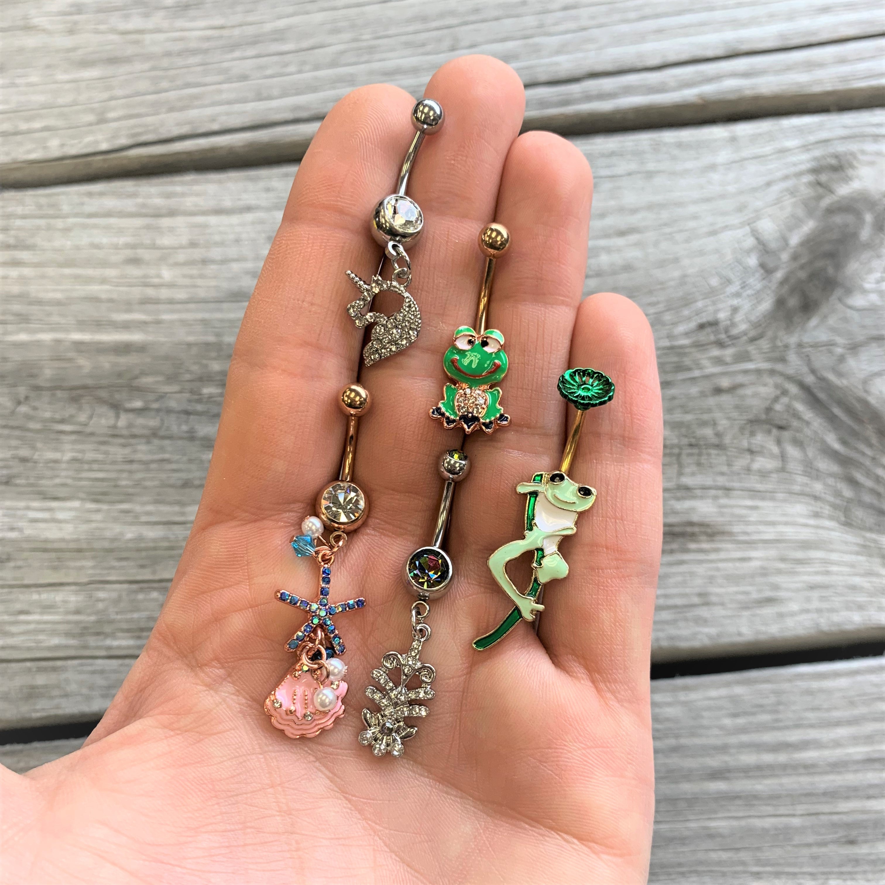 Vitrail Clear Gem Abstract Charm Dangle Belly Ring