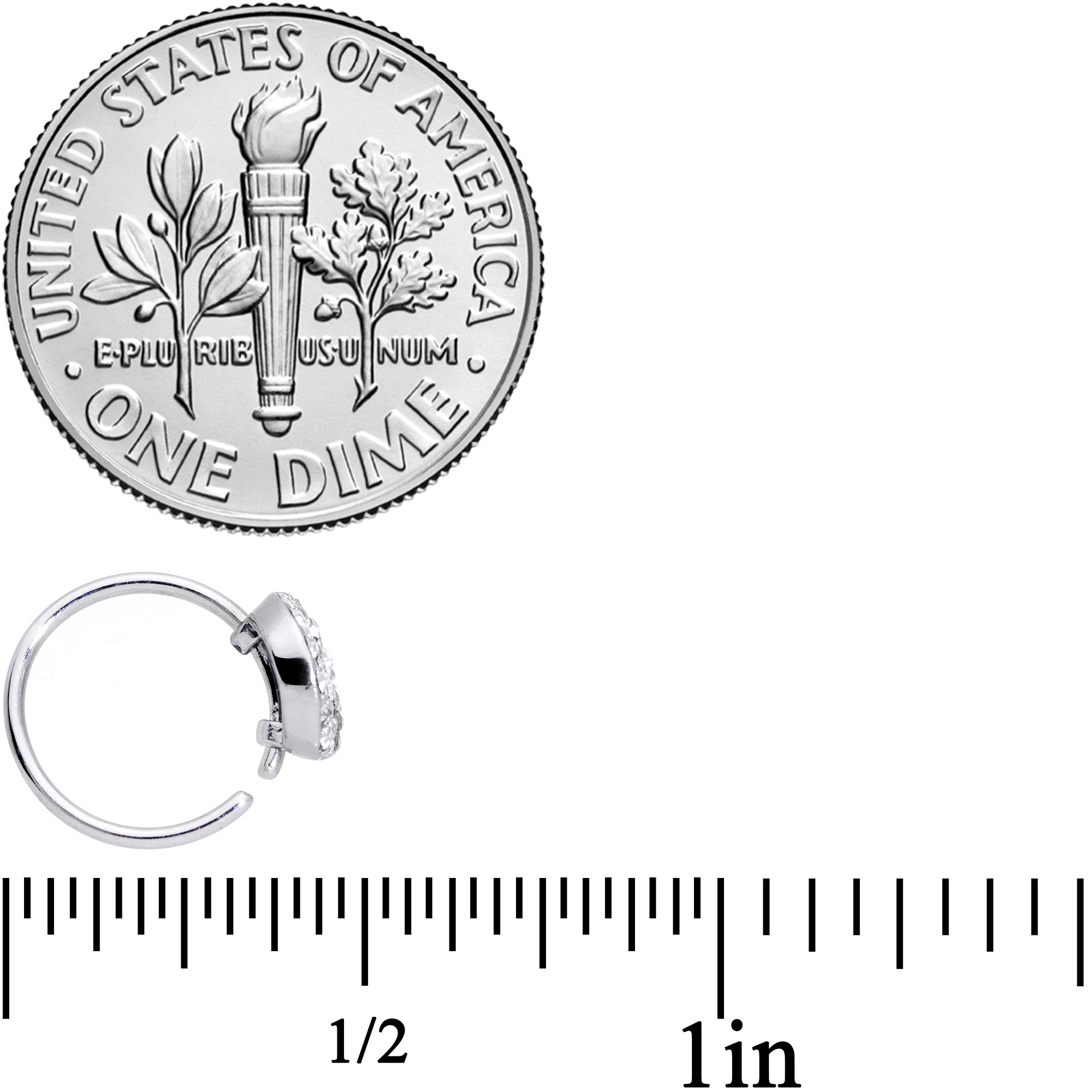 20G 5/16 Clear Gem Retro Peace Sign Nose Hoop