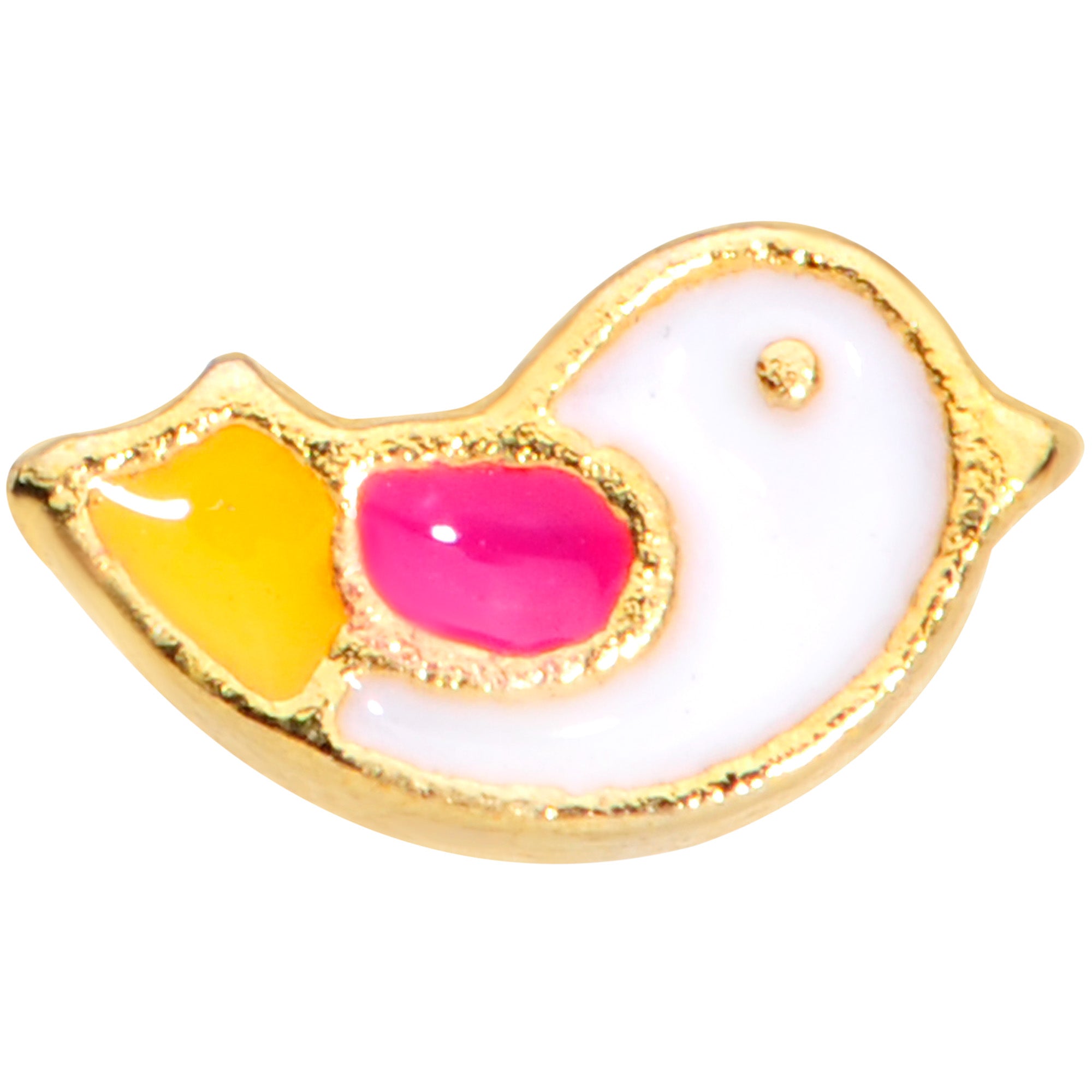 20G 1/4 Gold Tone Pink Wing Pretty Bird Nose Bone