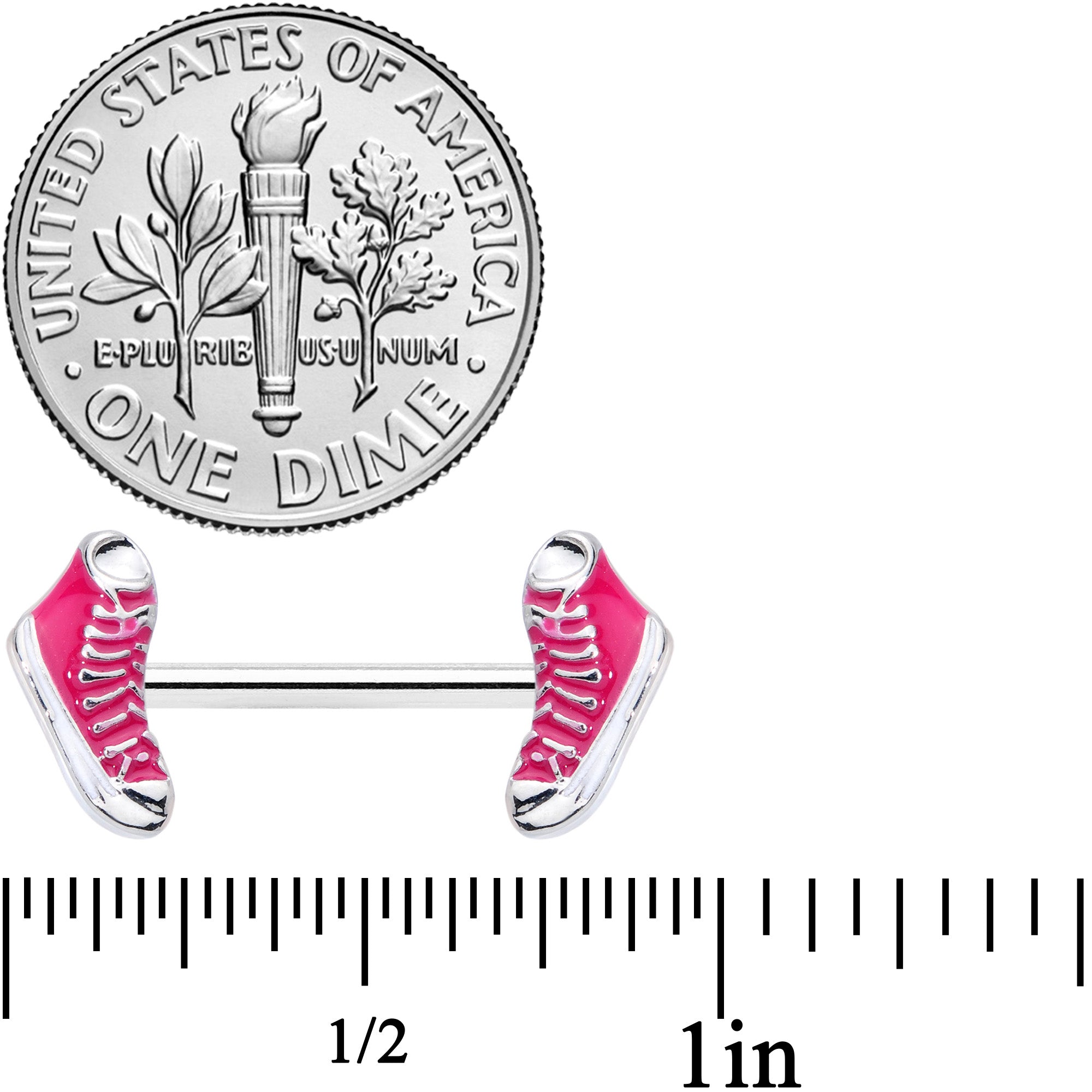 14G 9/16 Pink High Top Sneaker Barbell Nipple Ring Set