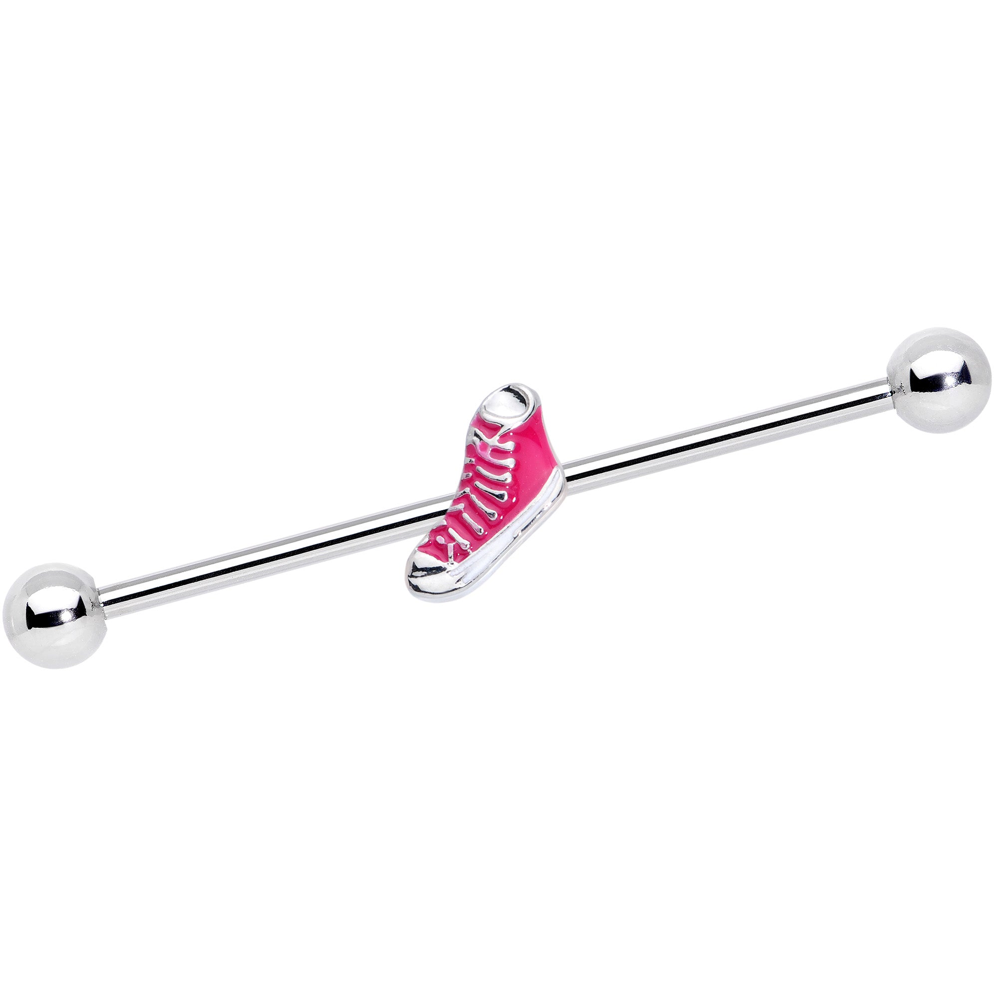 14G Pink High Top Sneaker Industrial Barbell 38mm