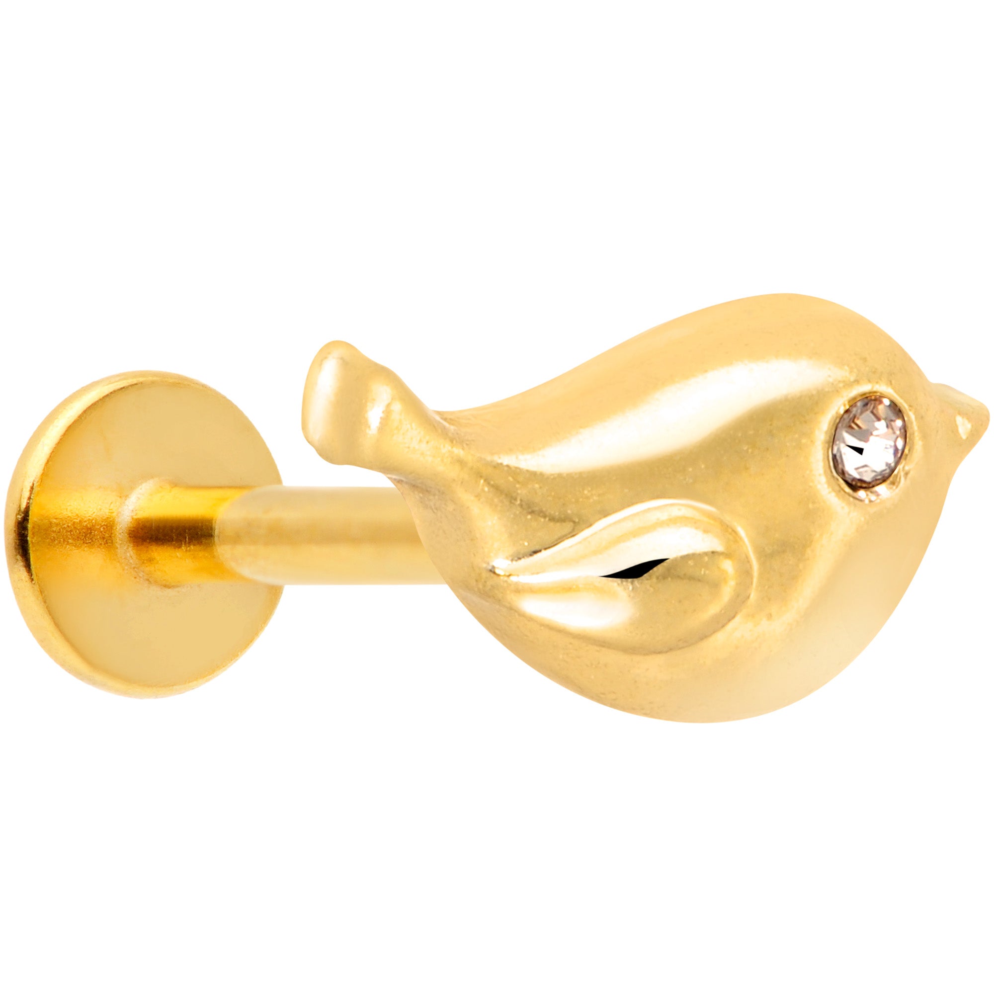 16G 5/16 Clear CZ Gem Gold Tone Little Bird Labret Monroe Tragus