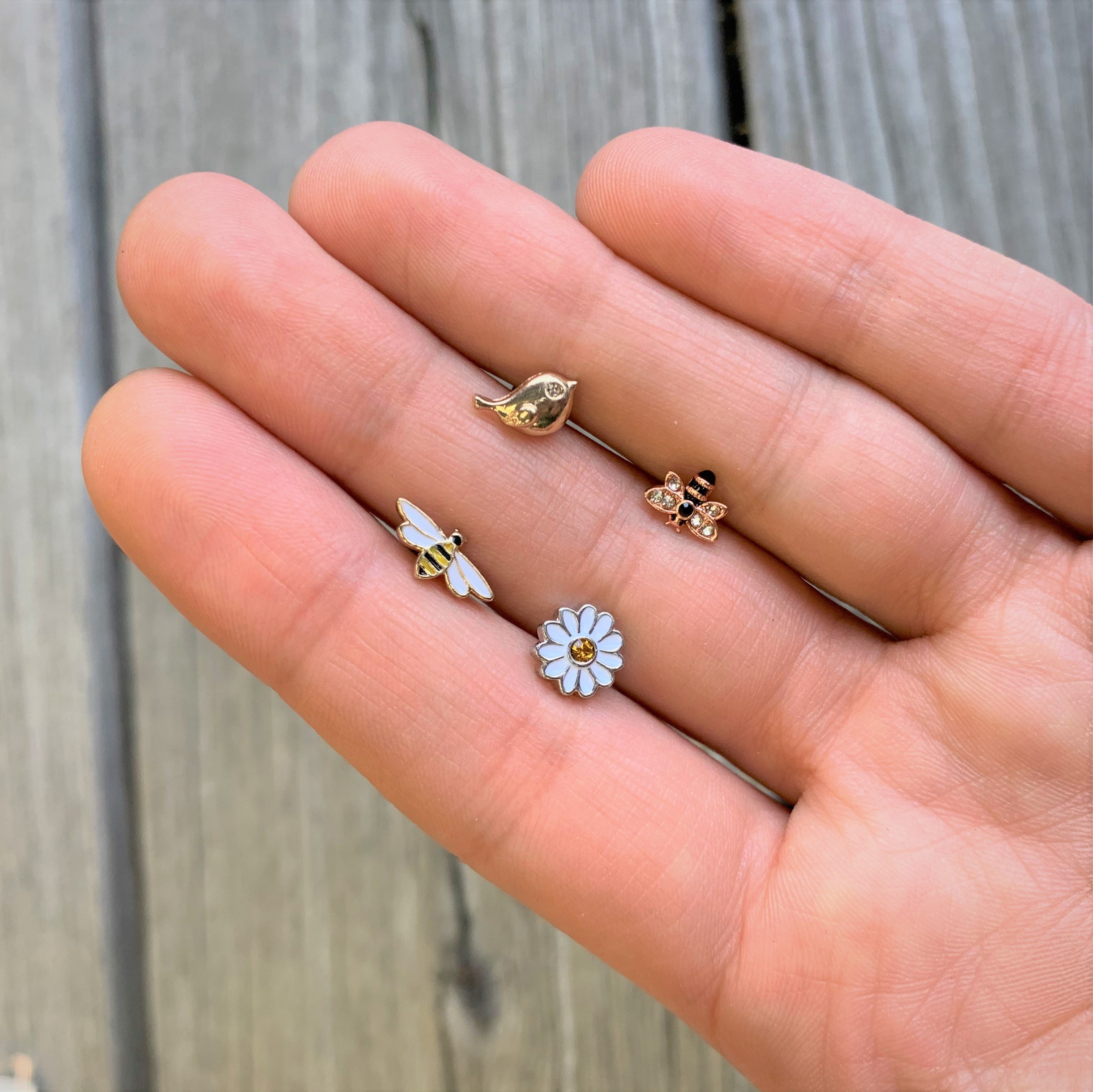 16G 5/16 Gold Tone Black White Bee Labret Monroe Tragus