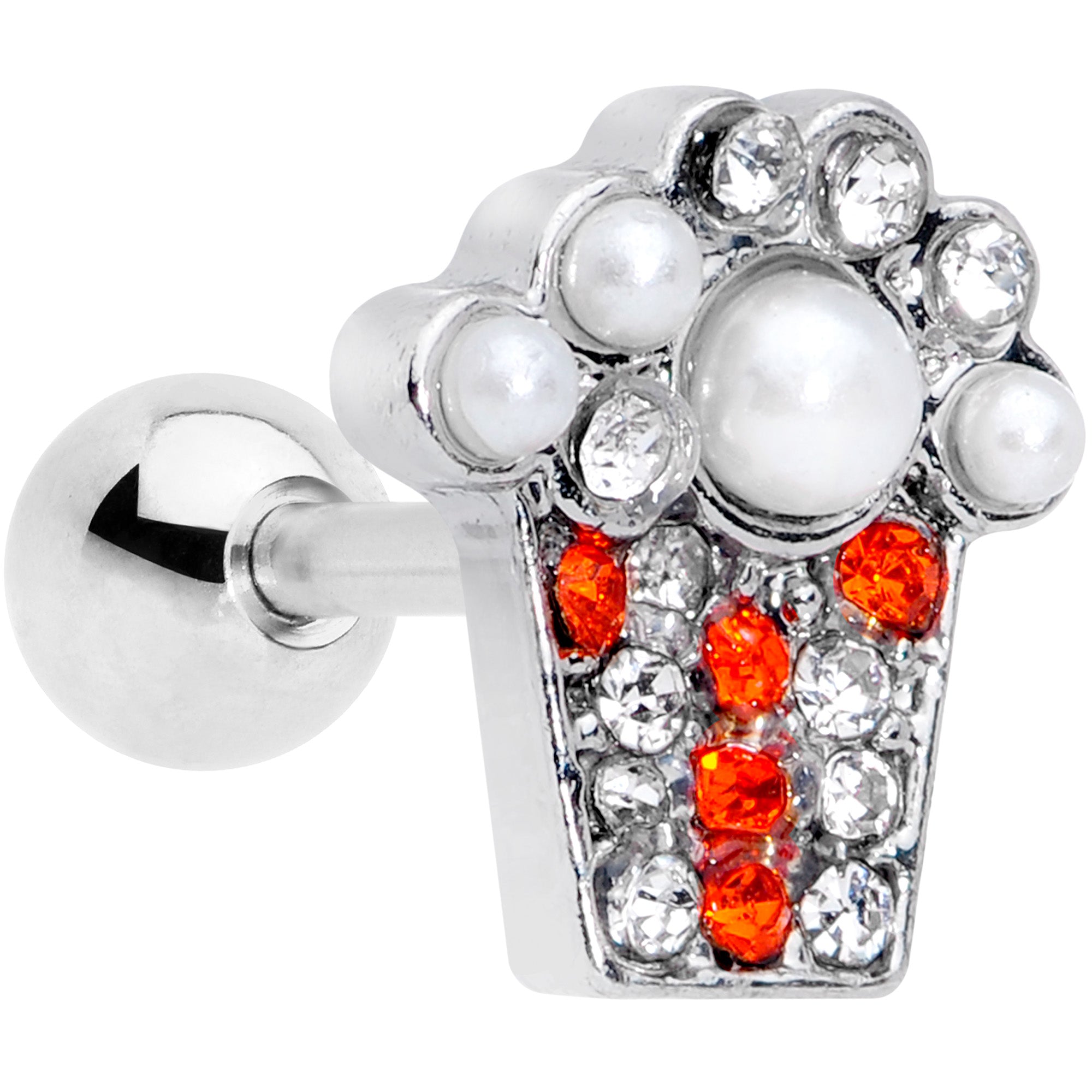 16G 1/4 Clear Red Gem Movie Night Popcorn Cartilage Tragus