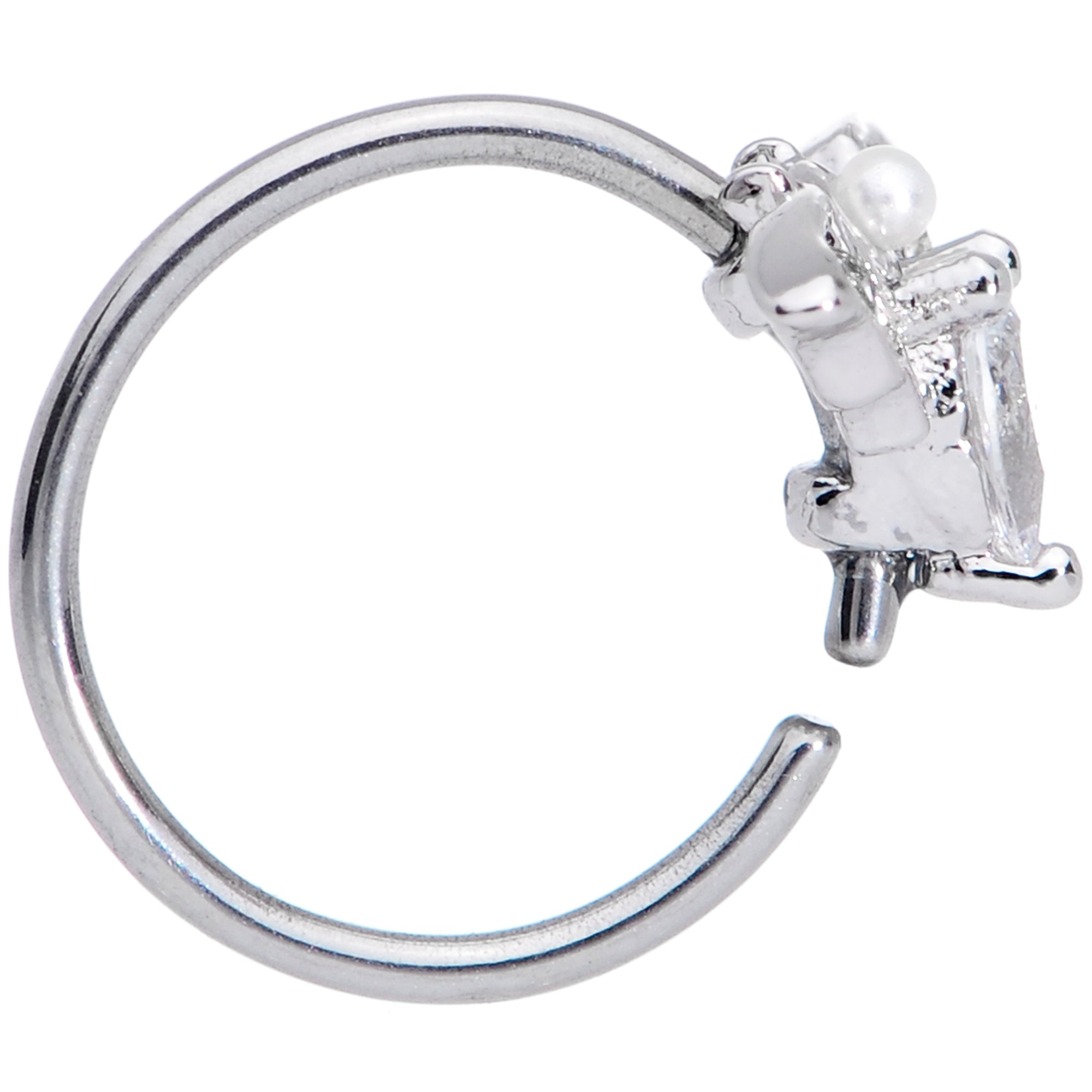 20G 5/16 Clear White Accent Bat Halloween Nose Hoop