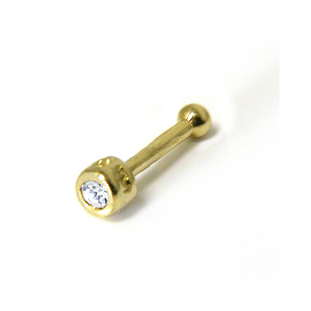 Solid 14K Yellow Gold GENUINE DIAMOND Nose Bone