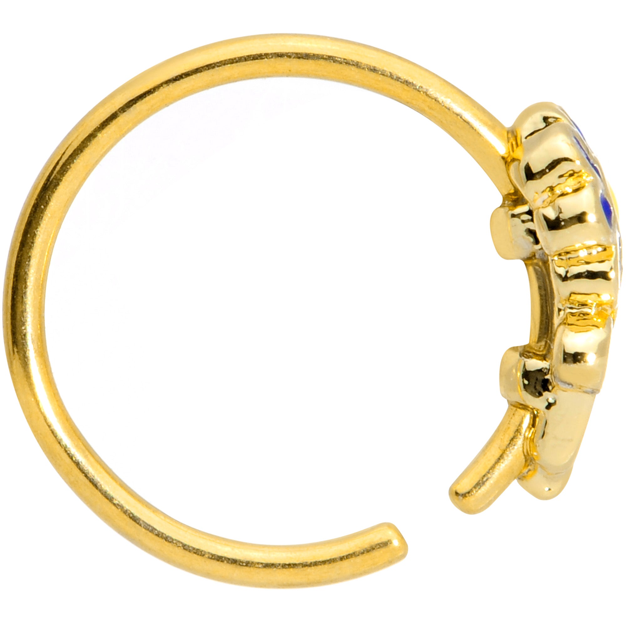 20G 5/16 Gold Tone Blue Flower Nose Hoop