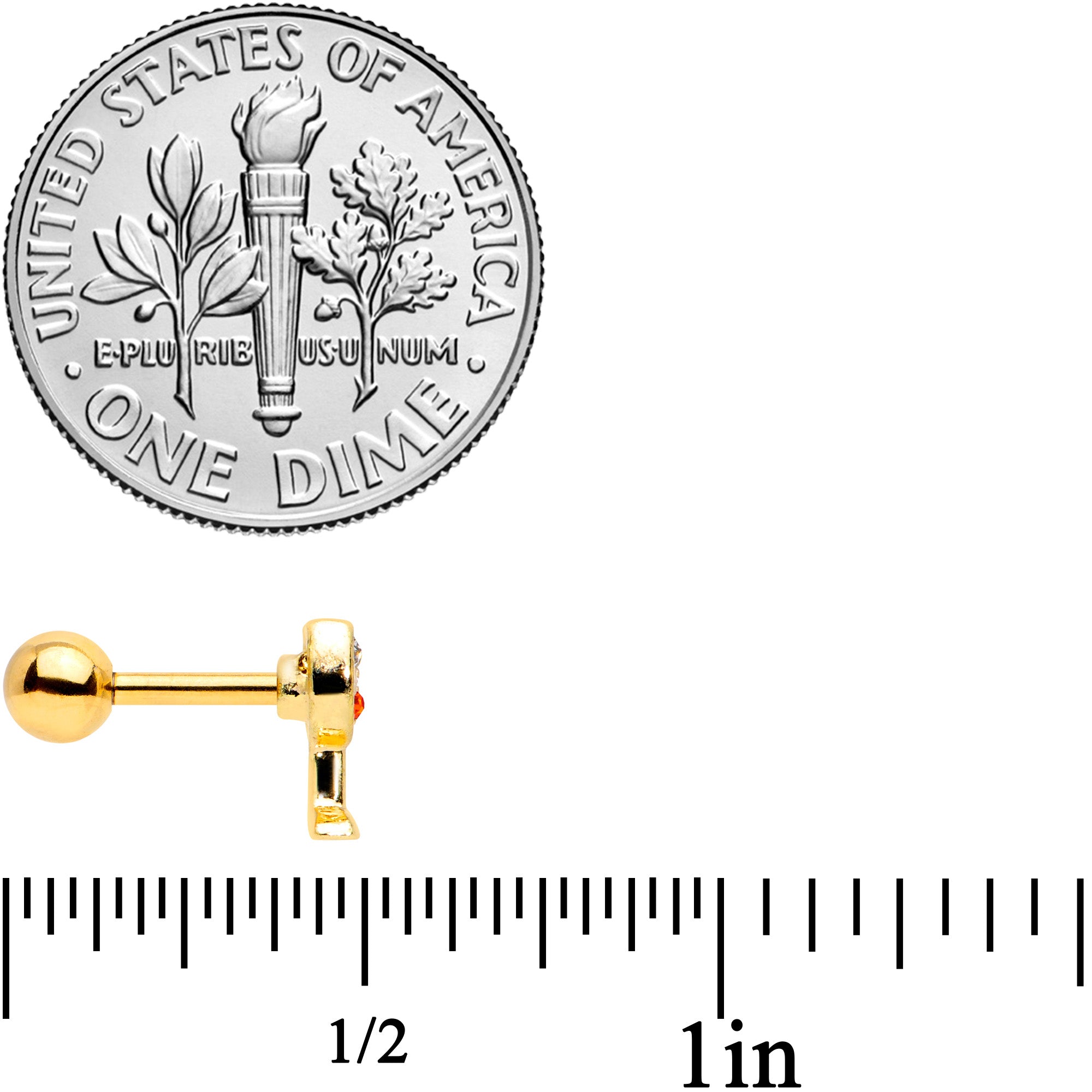 16G 1/4 Red Gem Gold Tone Holiday Wine Glass Cartilage Tragus