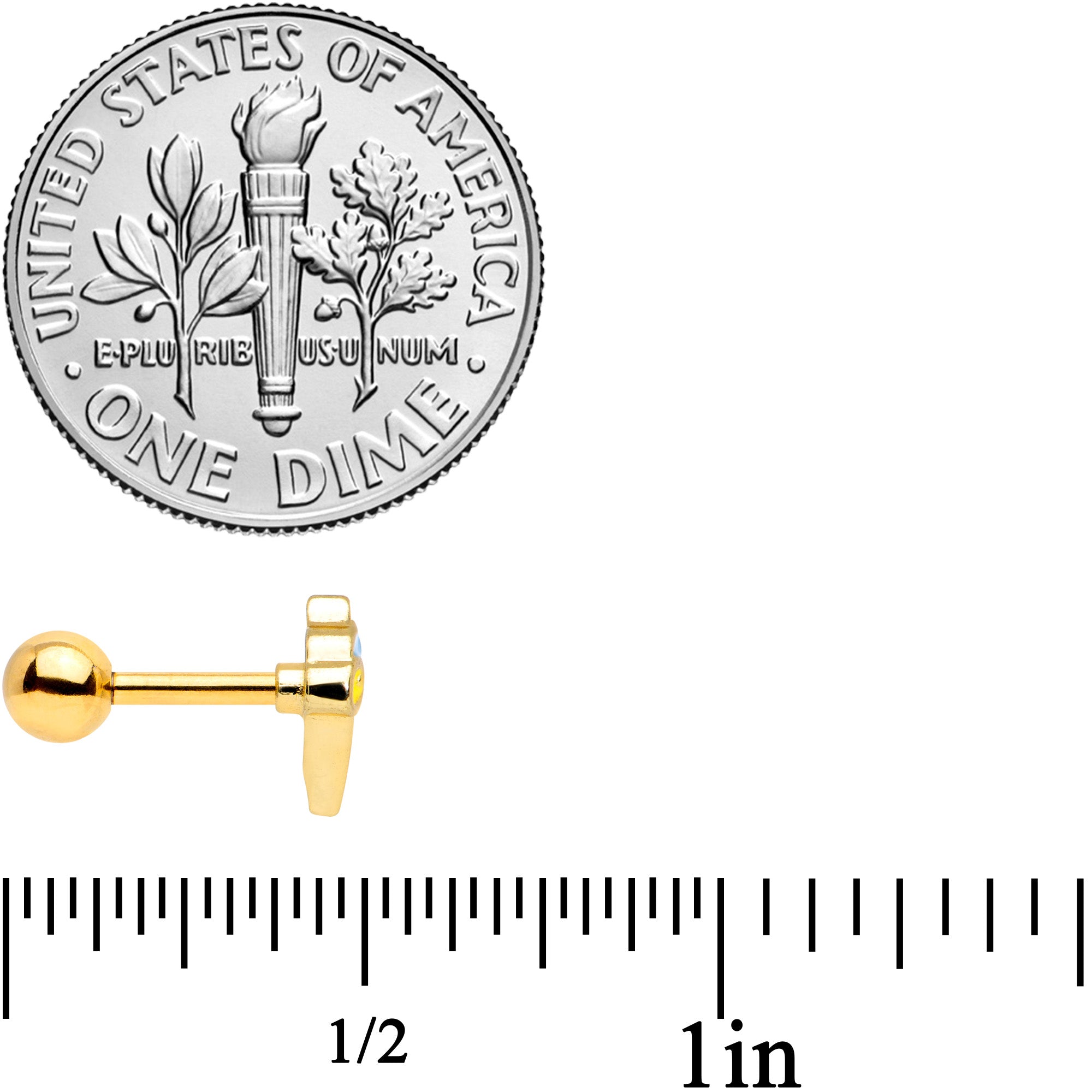 16G 1/4 Gold Tone Pink Blue Ice Cream Cone Cartilage Tragus