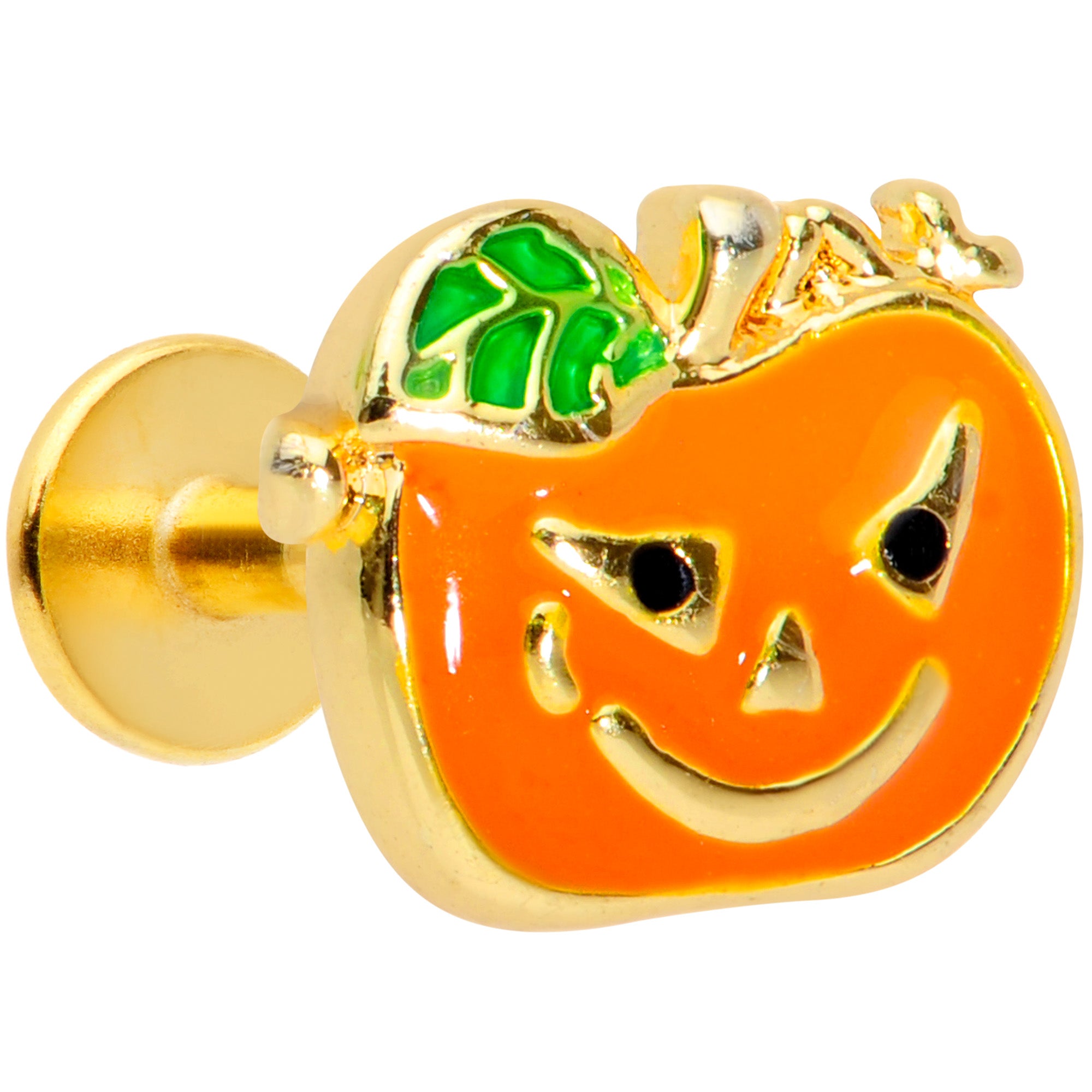 16G 5/16 Gold Tone Pumpkin Halloween Labret Monore Tragus
