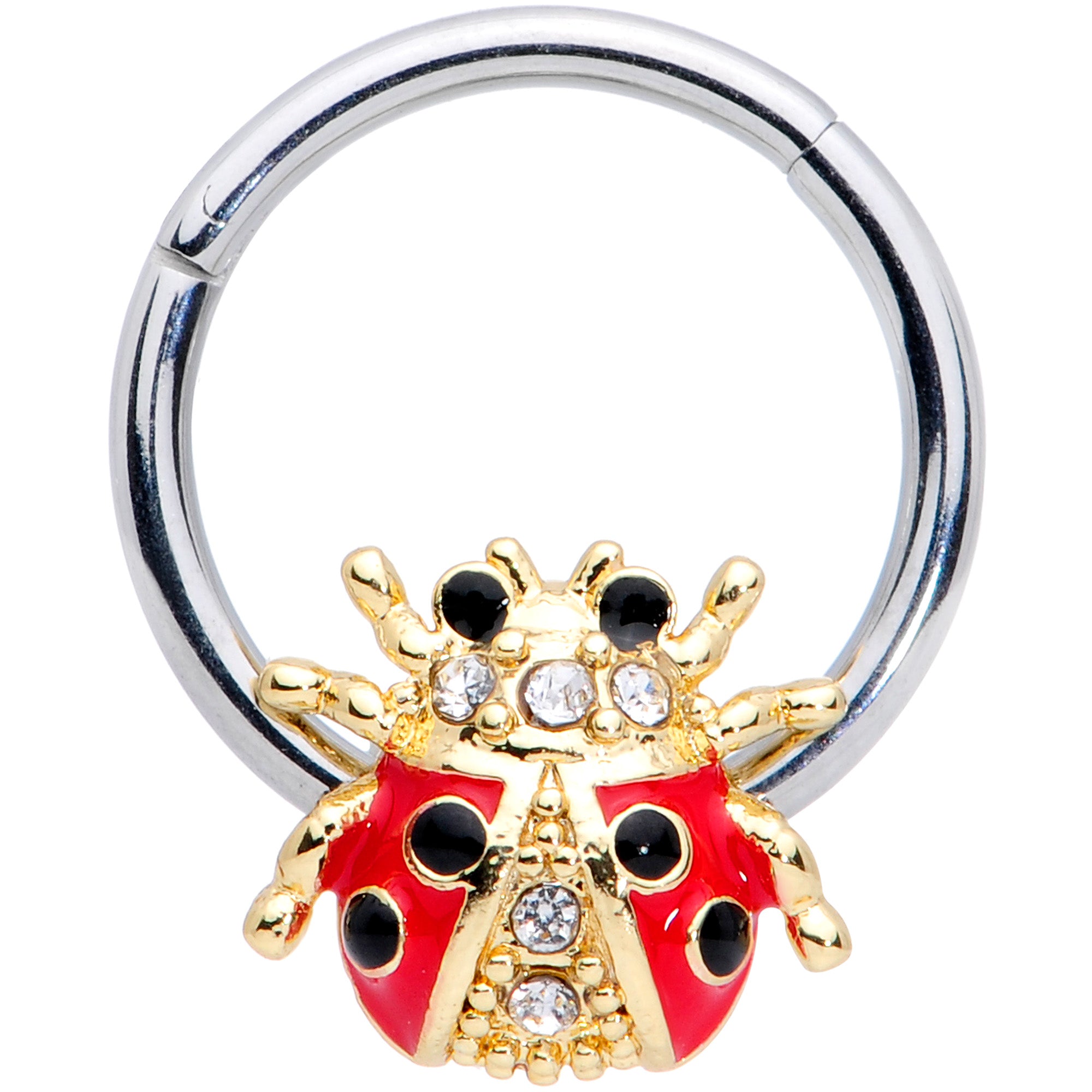 Multi-Colored Crawling Ladybug Bracelet with Diamond and Gemstone in 1