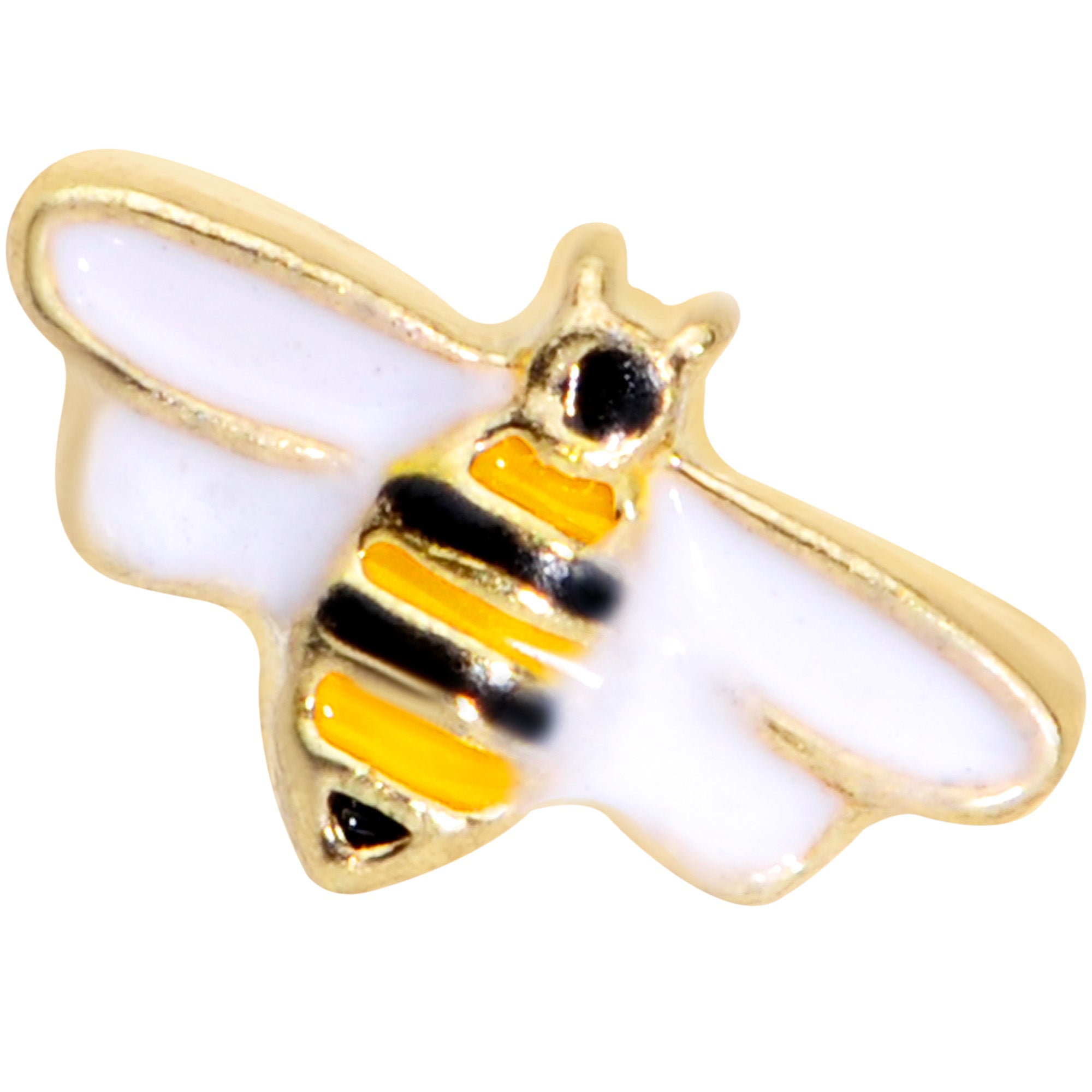 16G 1/4 Gold Tone Black Yellow Bee Cartilage Tragus Earring