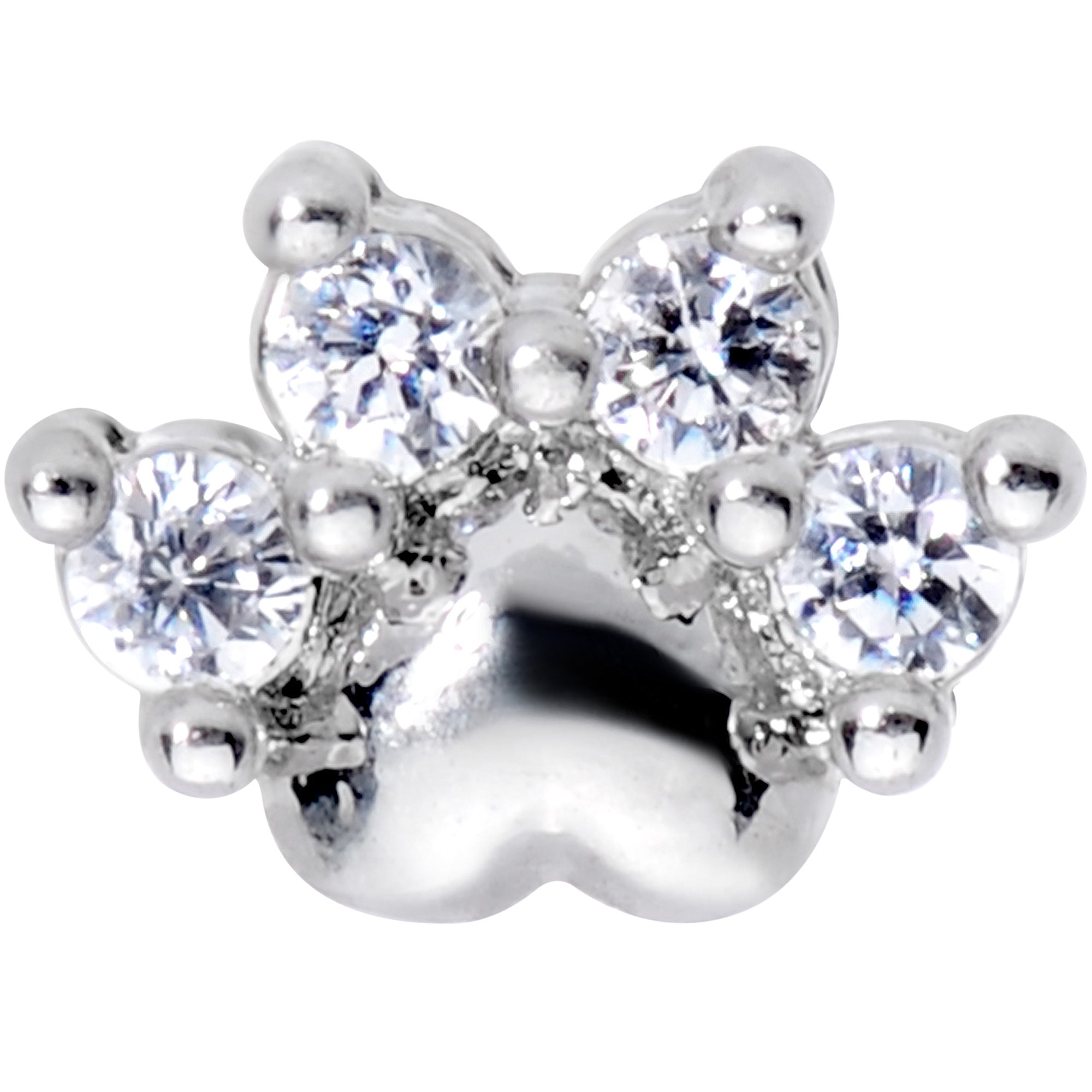 16G 1/4 Clear CZ Gem Paw Print Cat Cartilage Tragus Earring