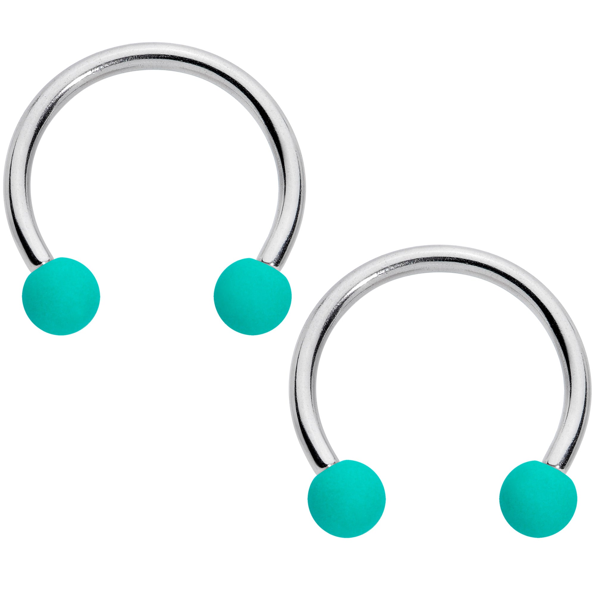 16G 3/8 Black Teal Matte Horseshoe Circular Barbell Set of 4
