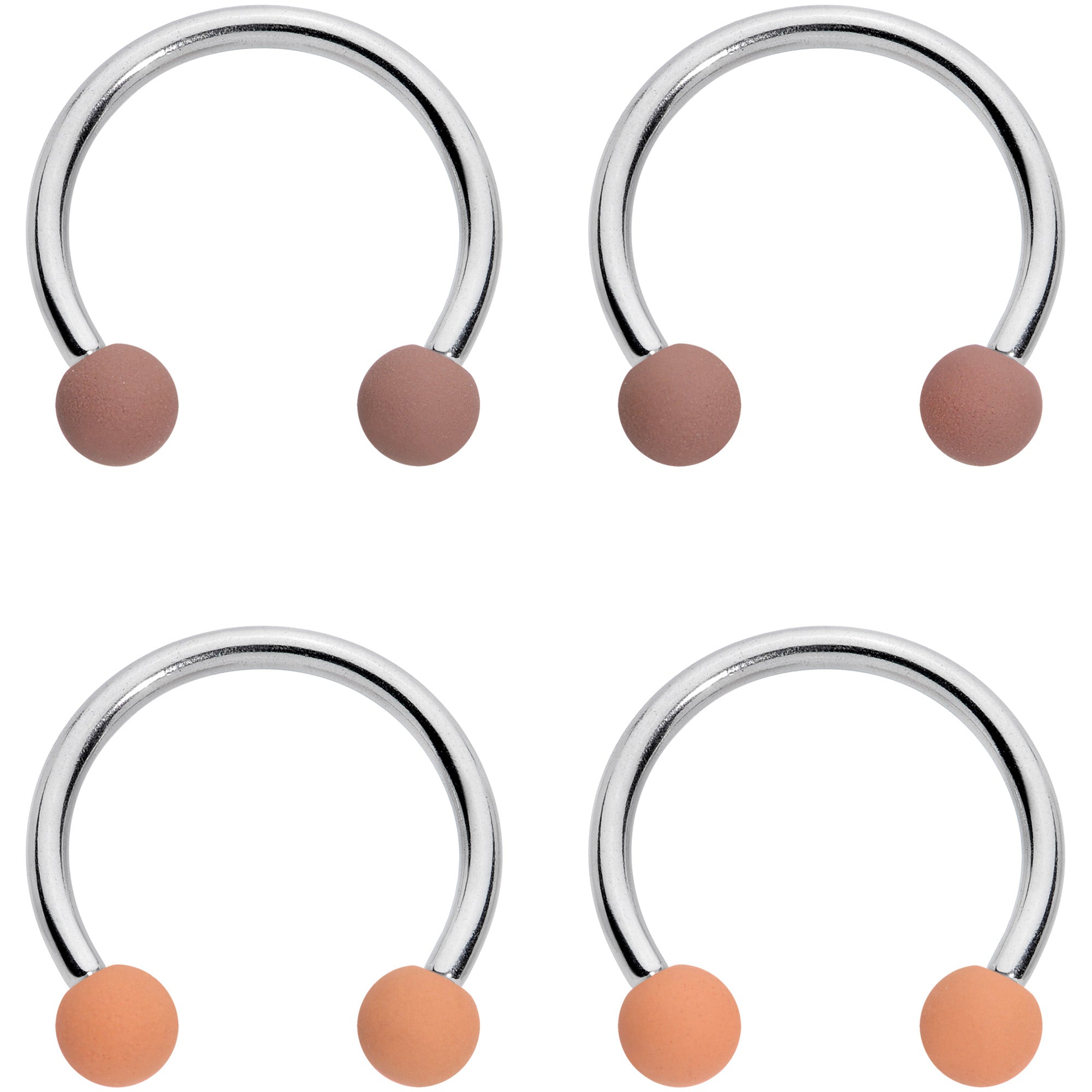 16G 3/8 Brown Tan Matte Horseshoe Circular Barbell Set of 4