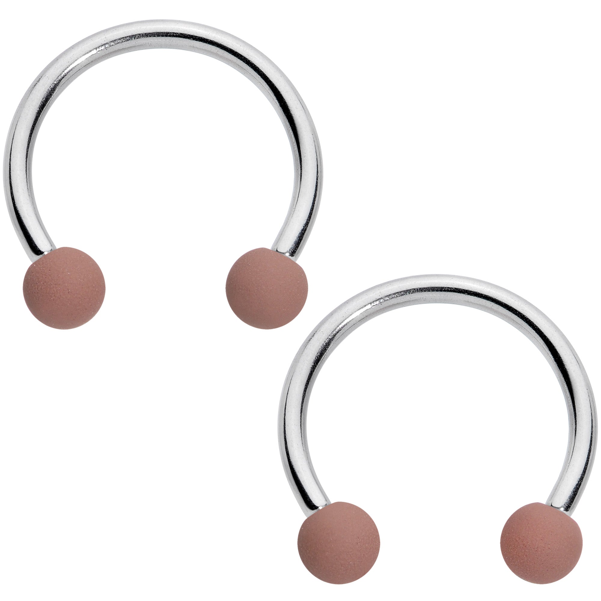 16G 3/8 Brown Tan Matte Horseshoe Circular Barbell Set of 4