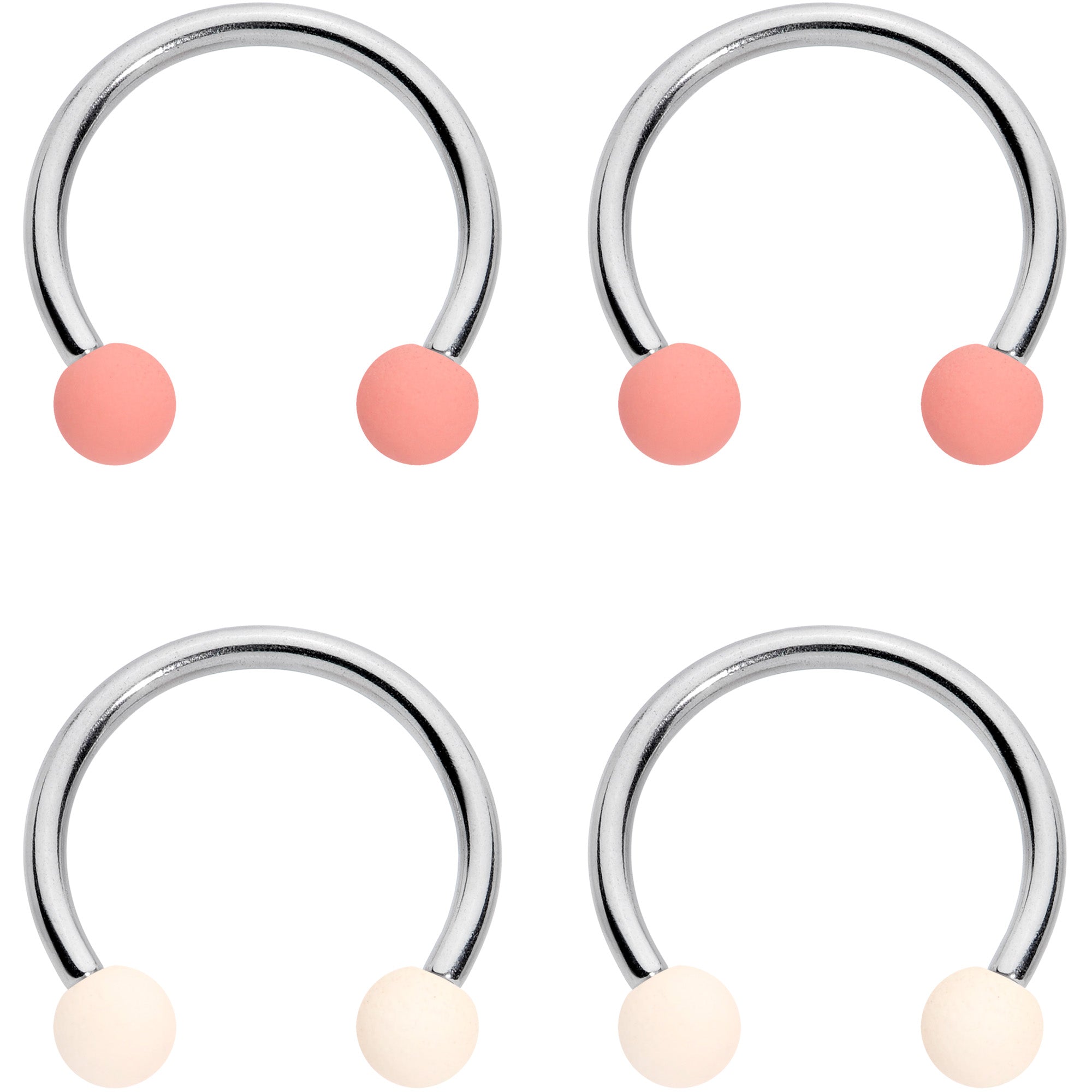 16G 3/8 Peaches Cream Matte Horseshoe Circular Barbell Set of 4
