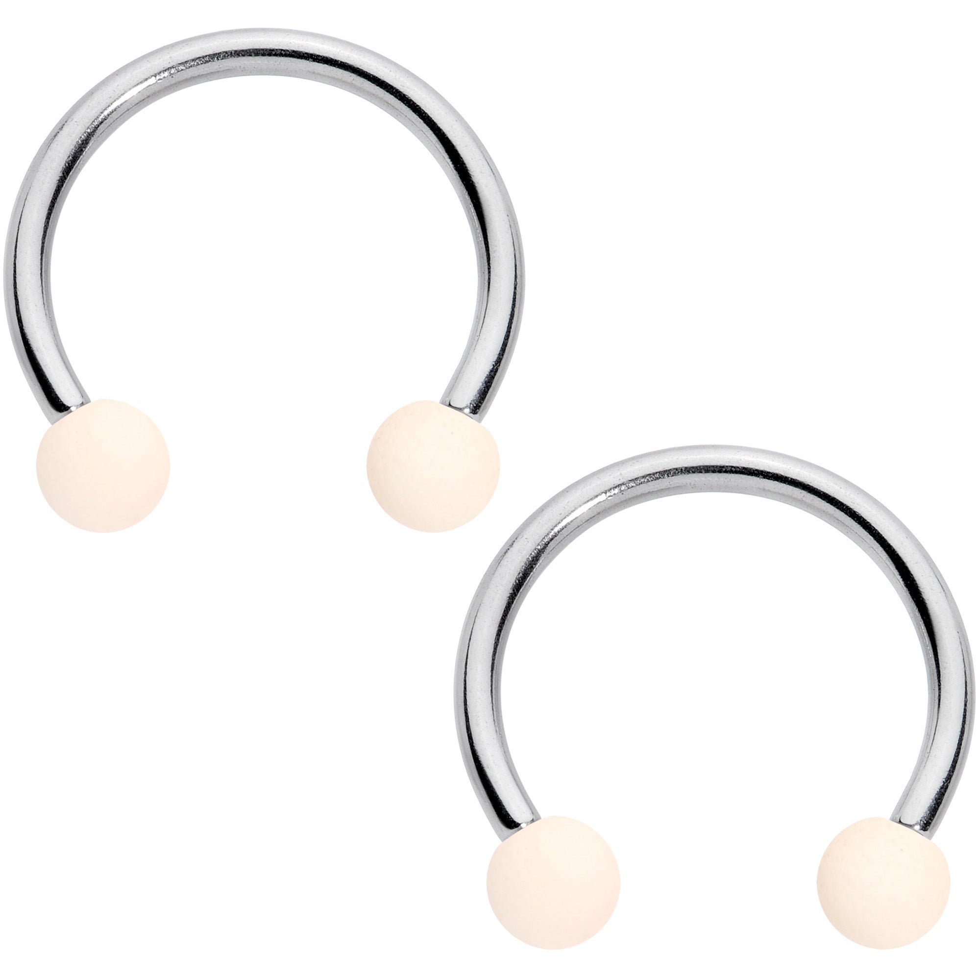 16G 3/8 Peaches Cream Matte Horseshoe Circular Barbell Set of 4