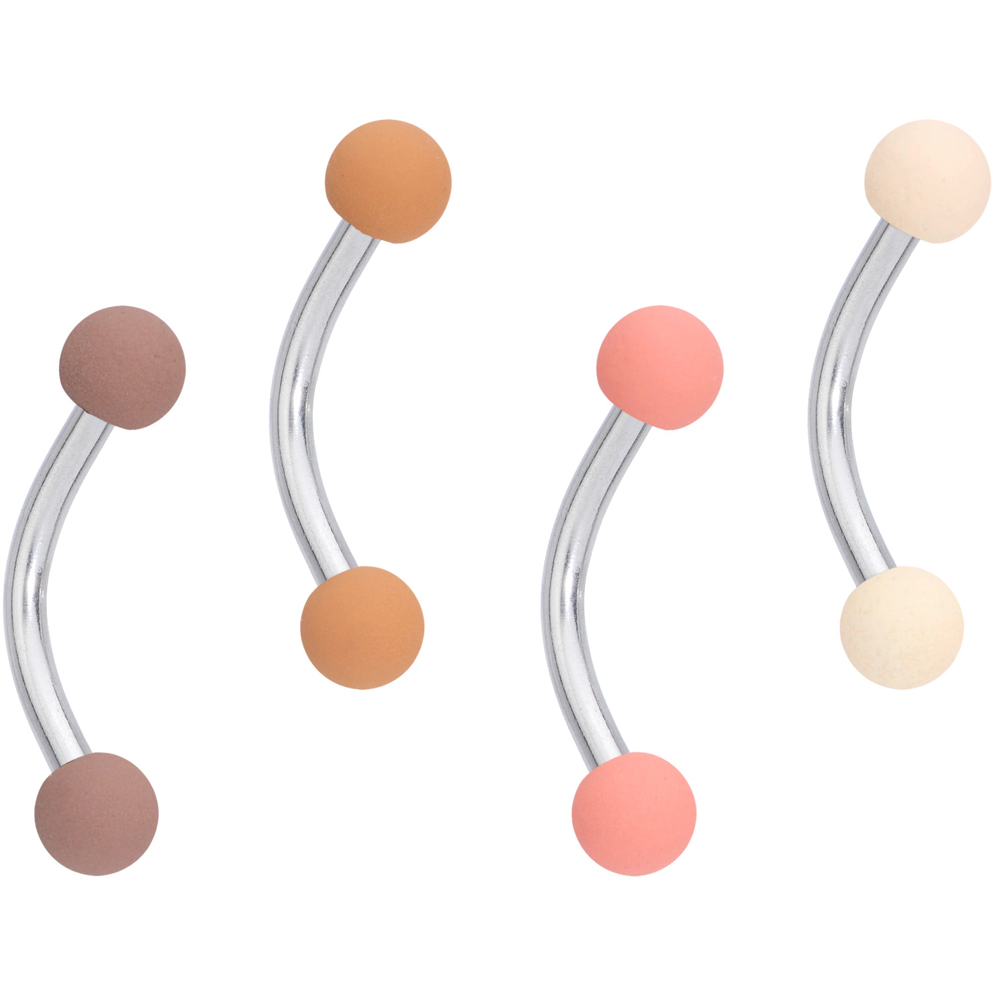 16G 5/16 Peach Tan White Brown Matte Curved Eyebrow Ring Set of 4