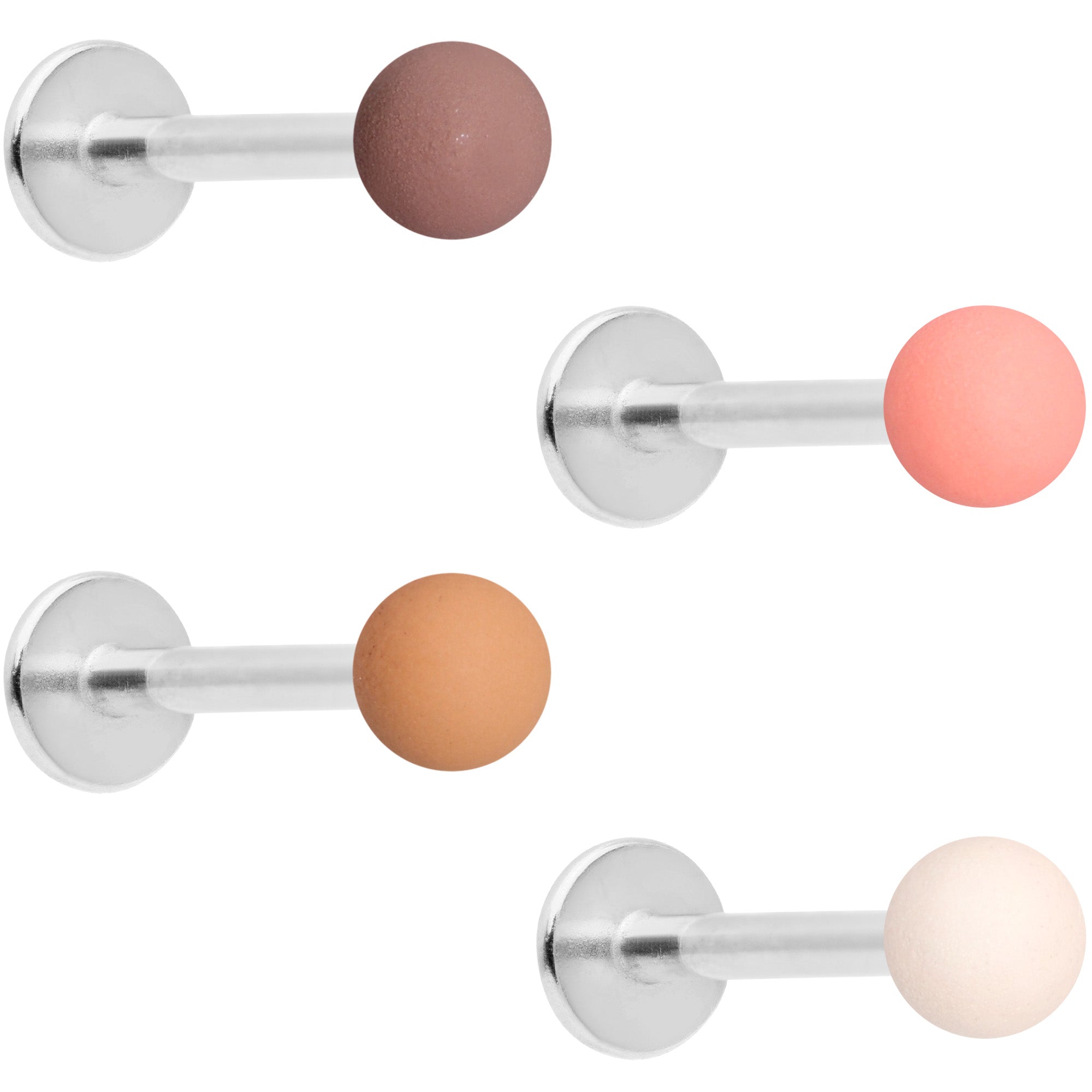 16G 5/16 Peach Brown White Matte Labret Monroe Tragus Set of 4