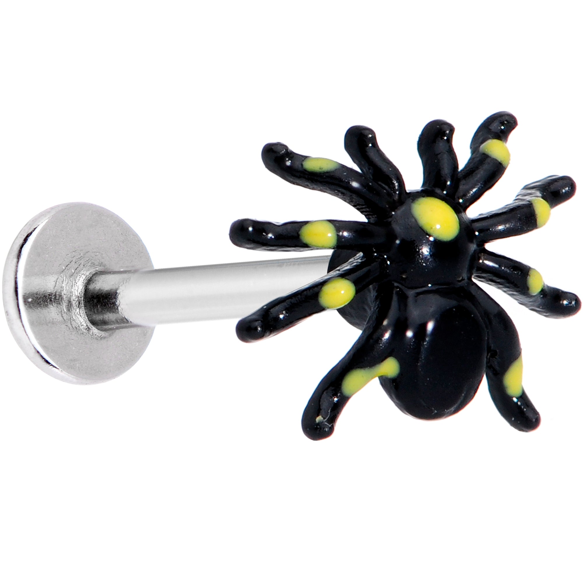 16G 5/16 Black Yellow Spooky Spider Halloween Labret Monroe Tragus