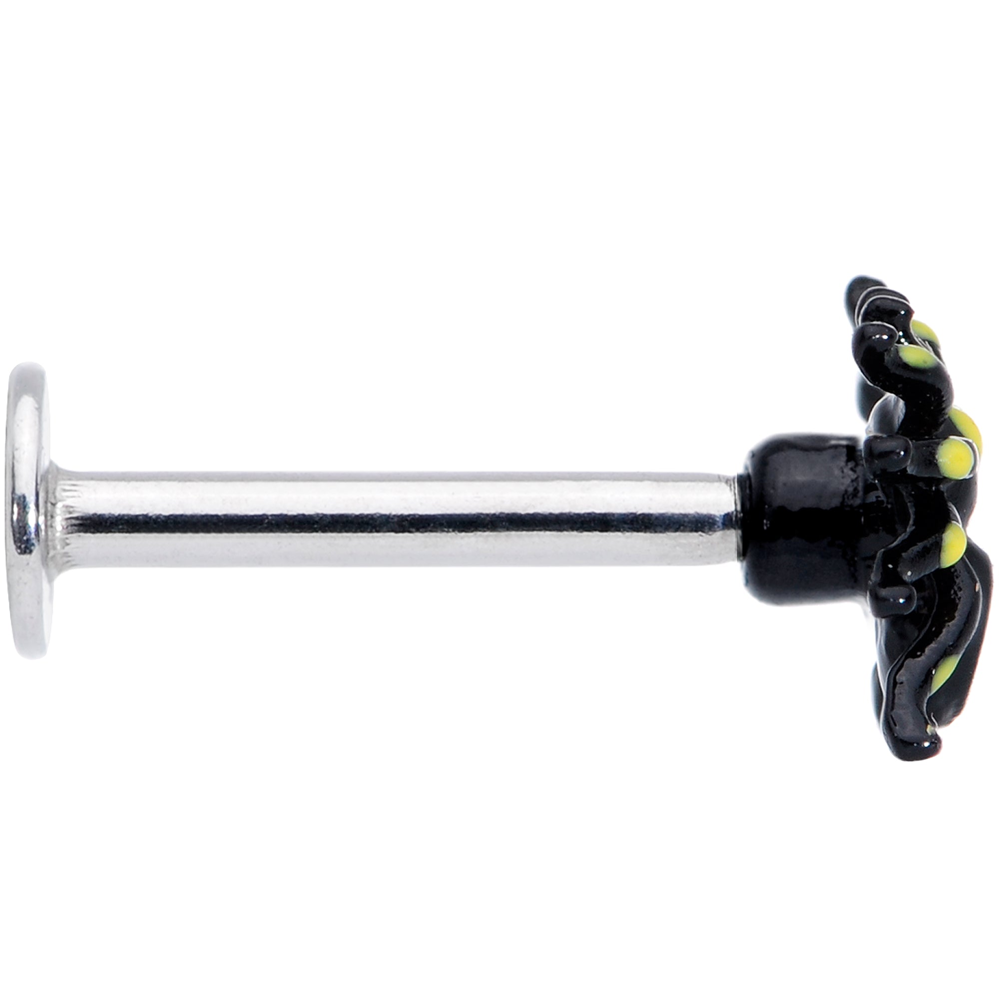16G 5/16 Black Yellow Spooky Spider Halloween Labret Monroe Tragus