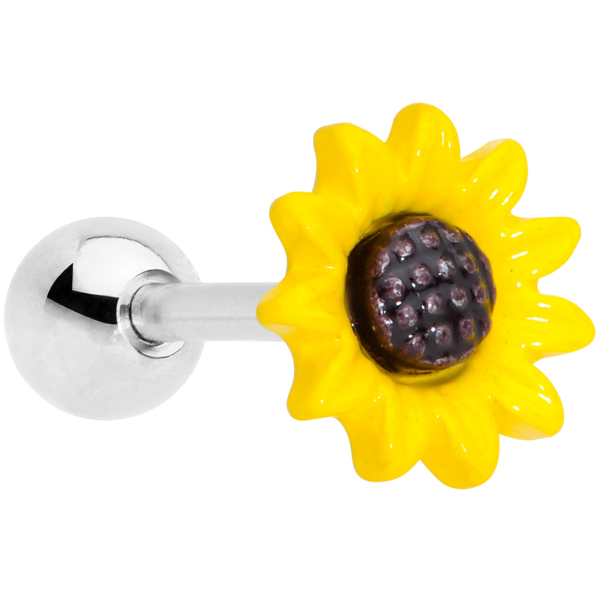16G 1/4 Yellow Sunflower Cartilage Tragus Earring