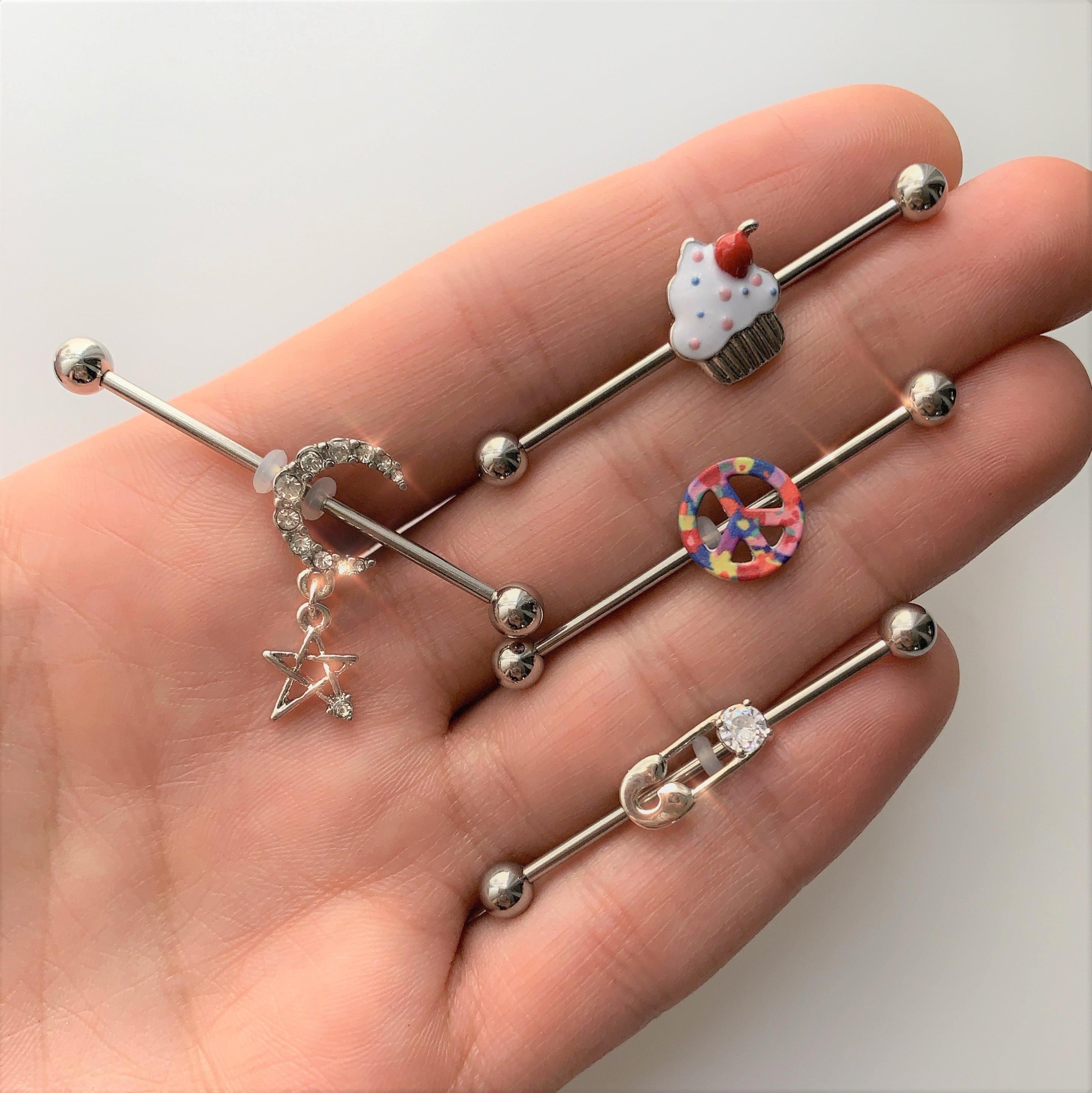 14G Clear CZ Gem Punk Safety Pin Industrial Barbell 38mm