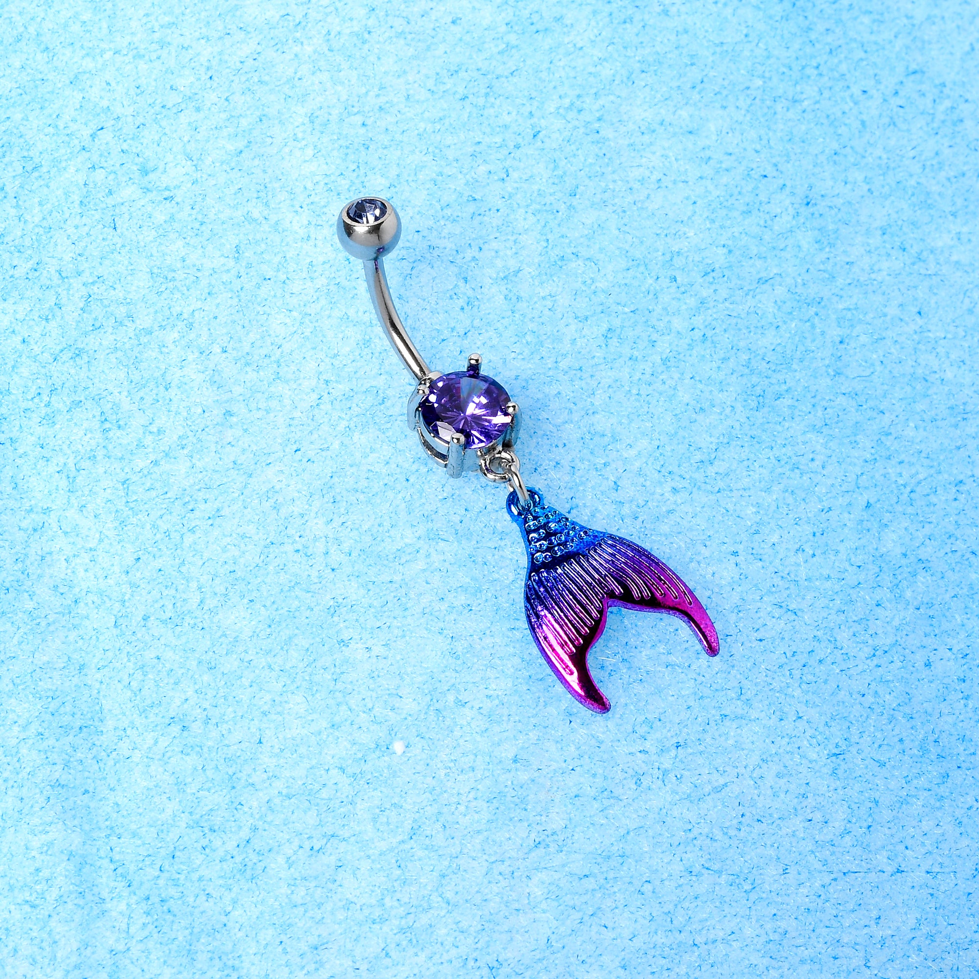 Purple Gem Aqua Pink Mermaid Scale Tail Dangle Belly Ring