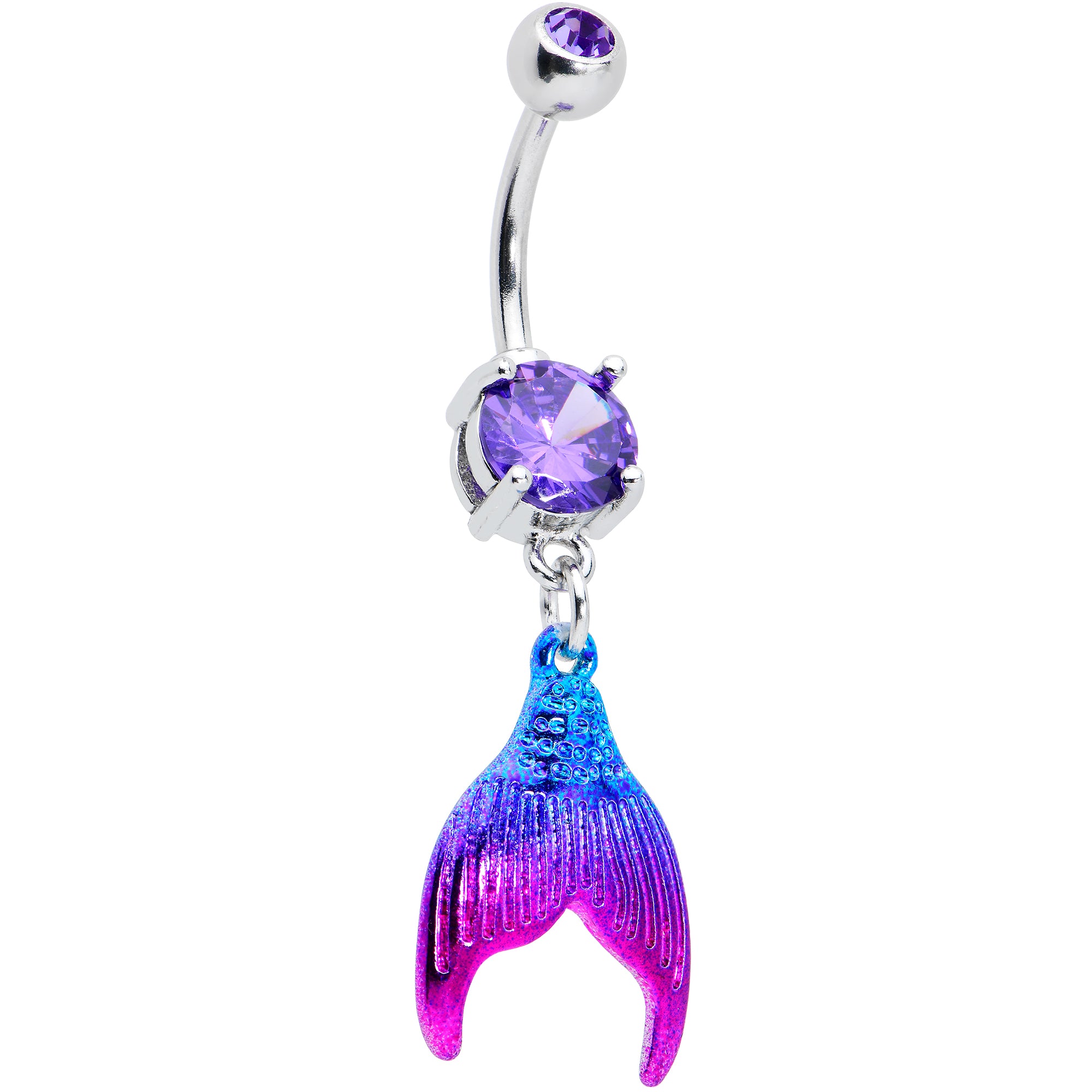 Purple Gem Aqua Pink Mermaid Scale Tail Dangle Belly Ring