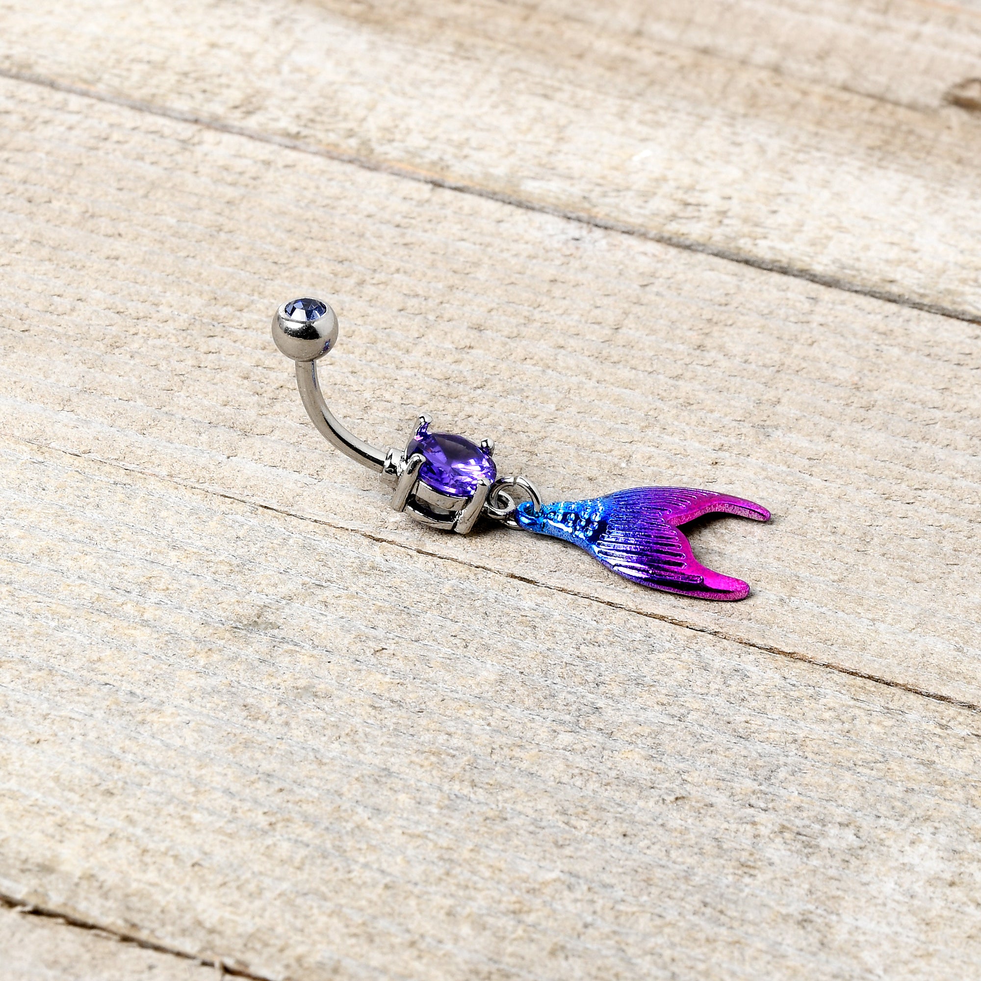 Purple Gem Aqua Pink Mermaid Scale Tail Dangle Belly Ring
