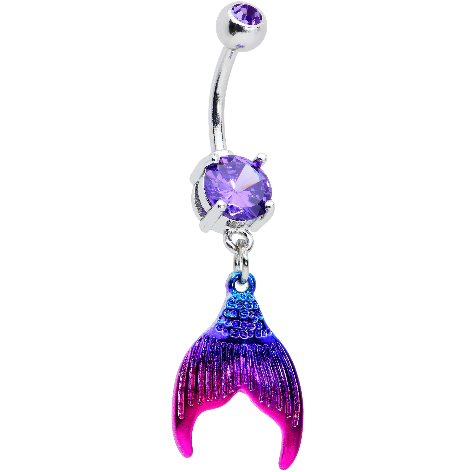 Purple Gem Aqua Pink Mermaid Scale Tail Dangle Belly Ring
