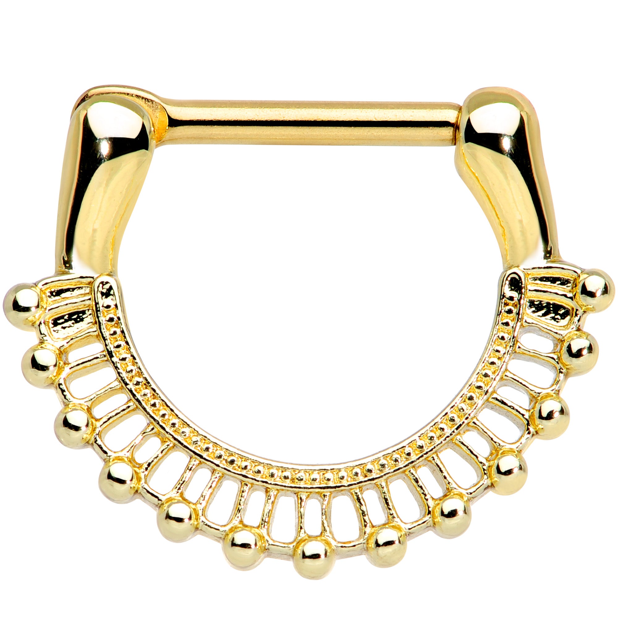 16G 5/16 Gold Tone Textured Frill Septum Clicker