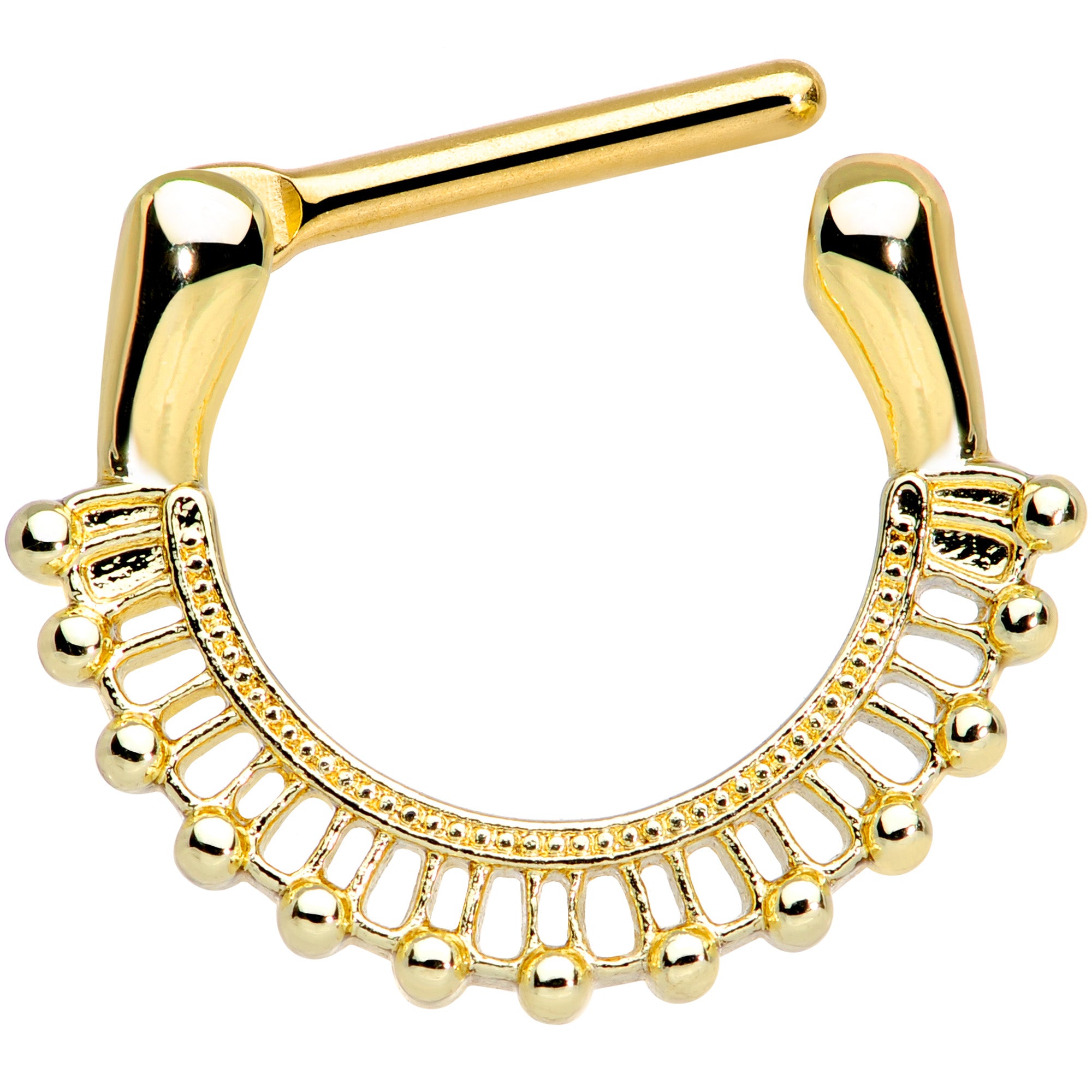 16G 5/16 Gold Tone Textured Frill Septum Clicker