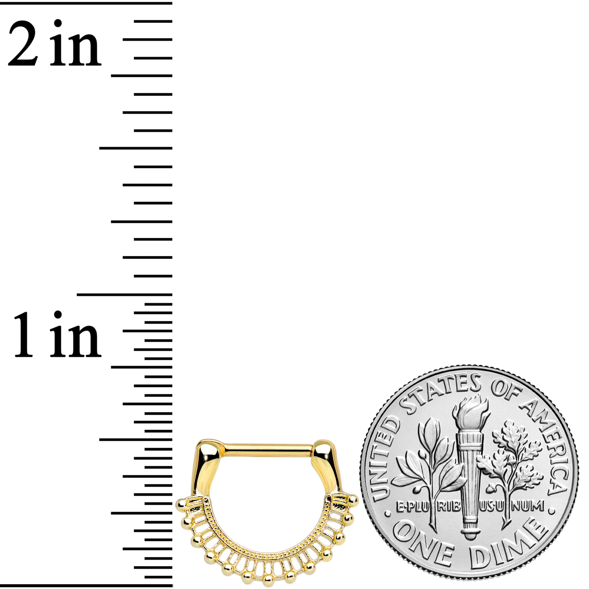 16G 5/16 Gold Tone Textured Frill Septum Clicker