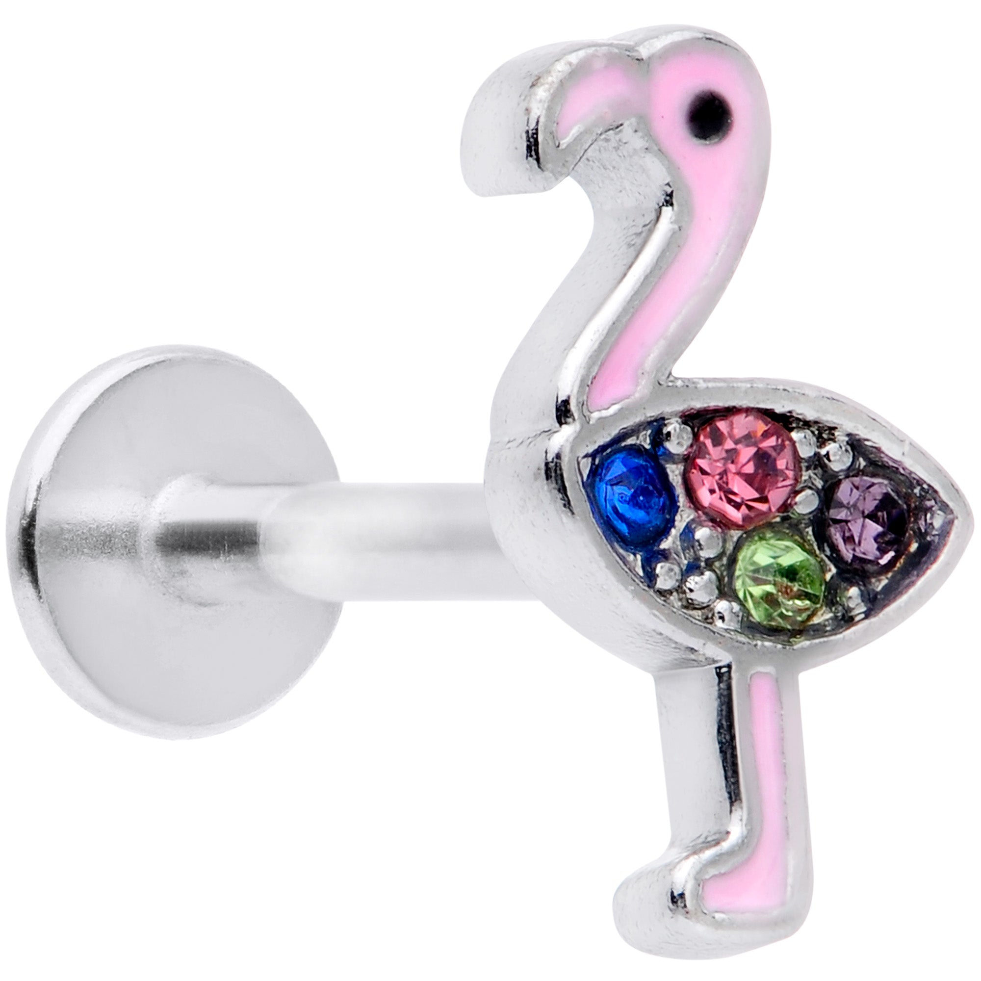 16G 5/16 Pink Blue Gem Fetching Flamingo Labret Monroe Tragus