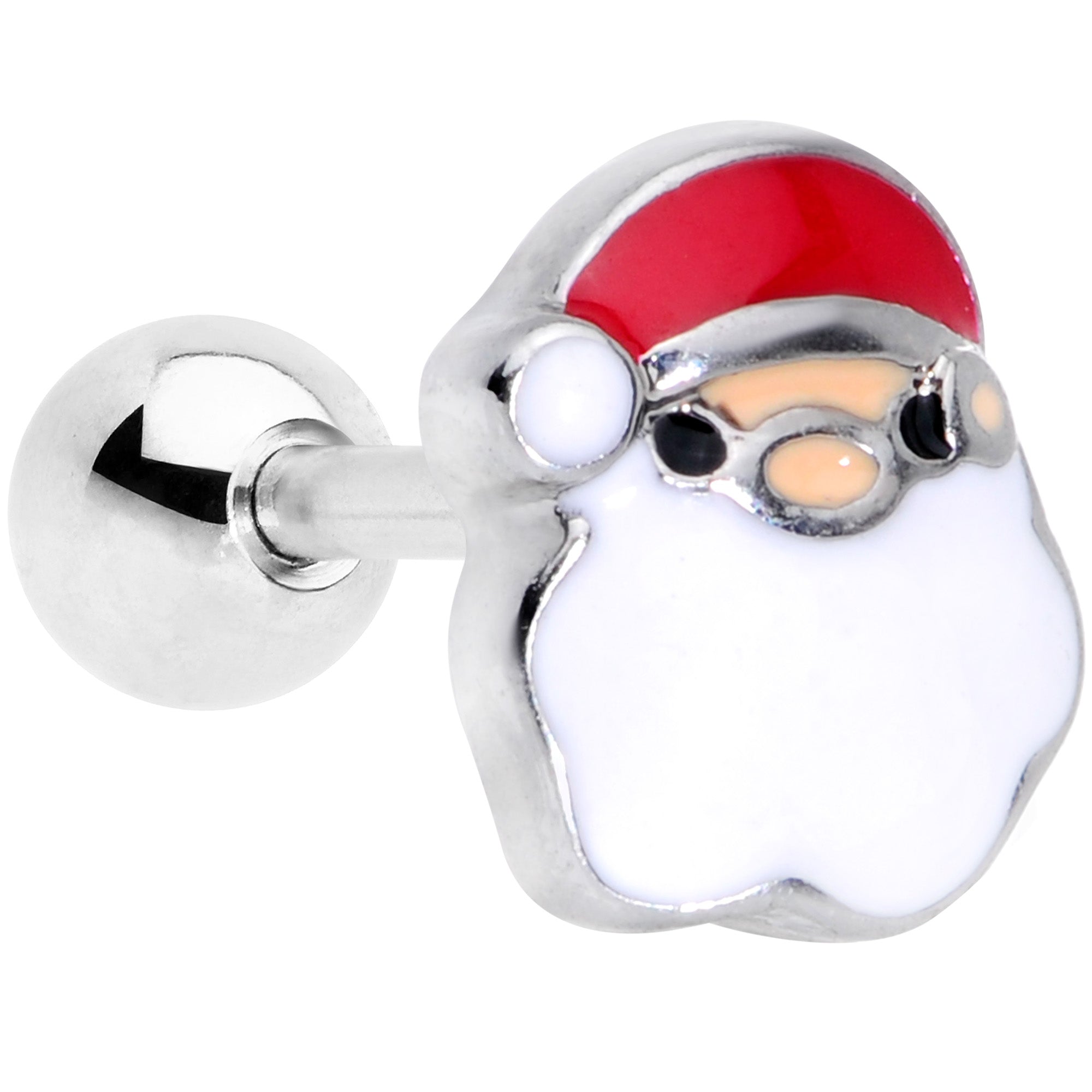 16G 1/4 Red White Santa Claus Christmas Cartilage Tragus Earring