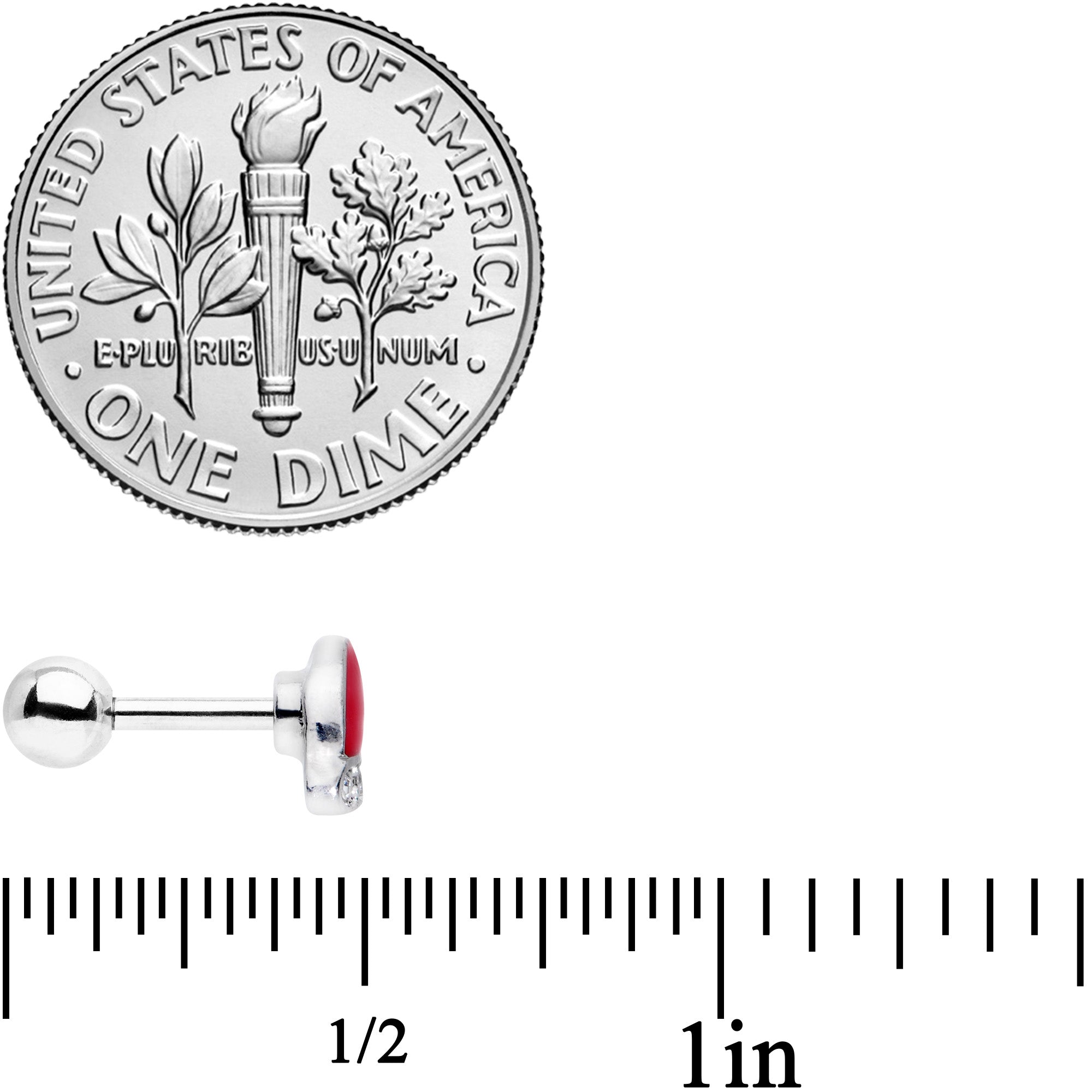 16G 1/4 Clear Gem Santa Hat Christmas Cartilage Tragus Earring