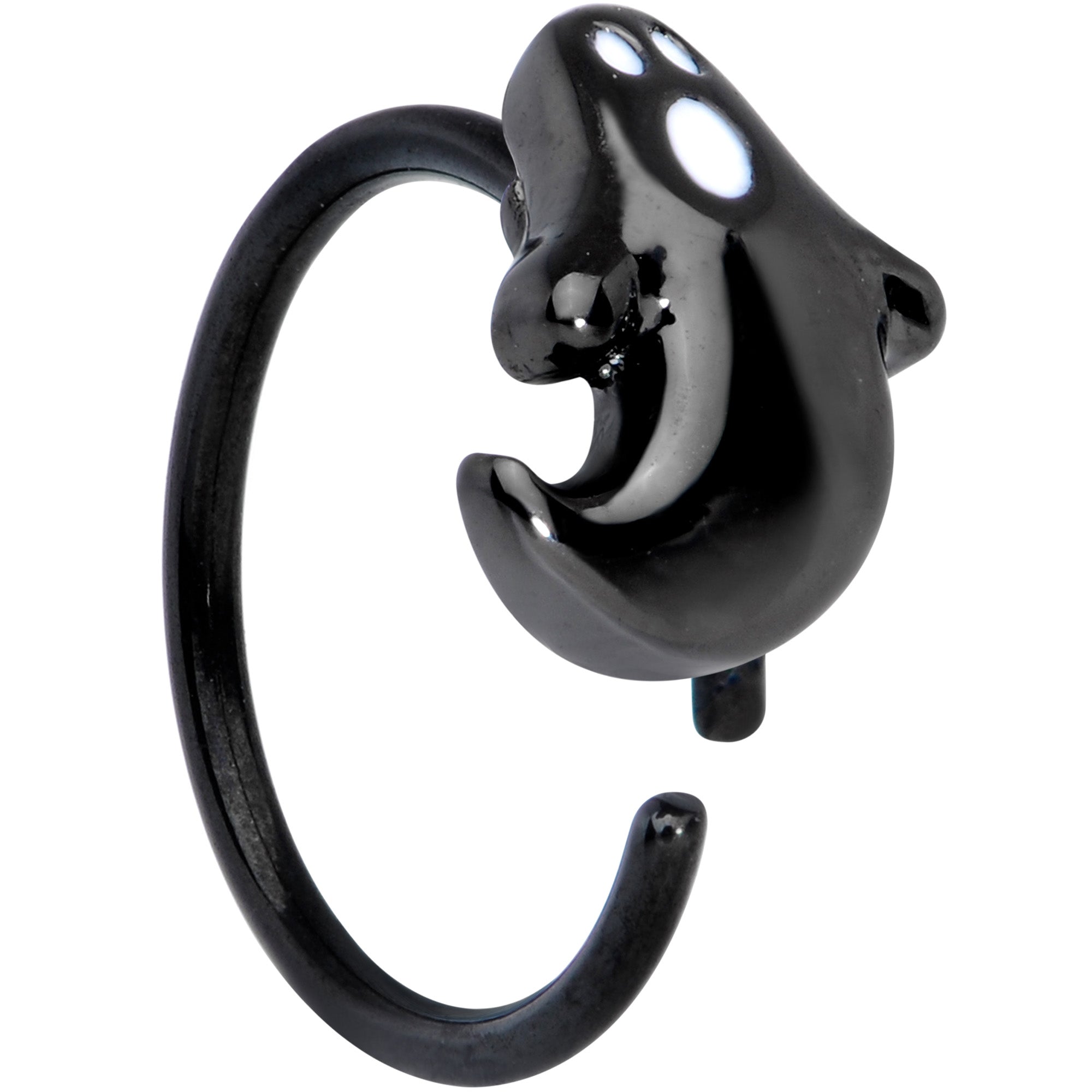 20G 5/16 Black Plated Howling Ghost Halloween Nose Hoop